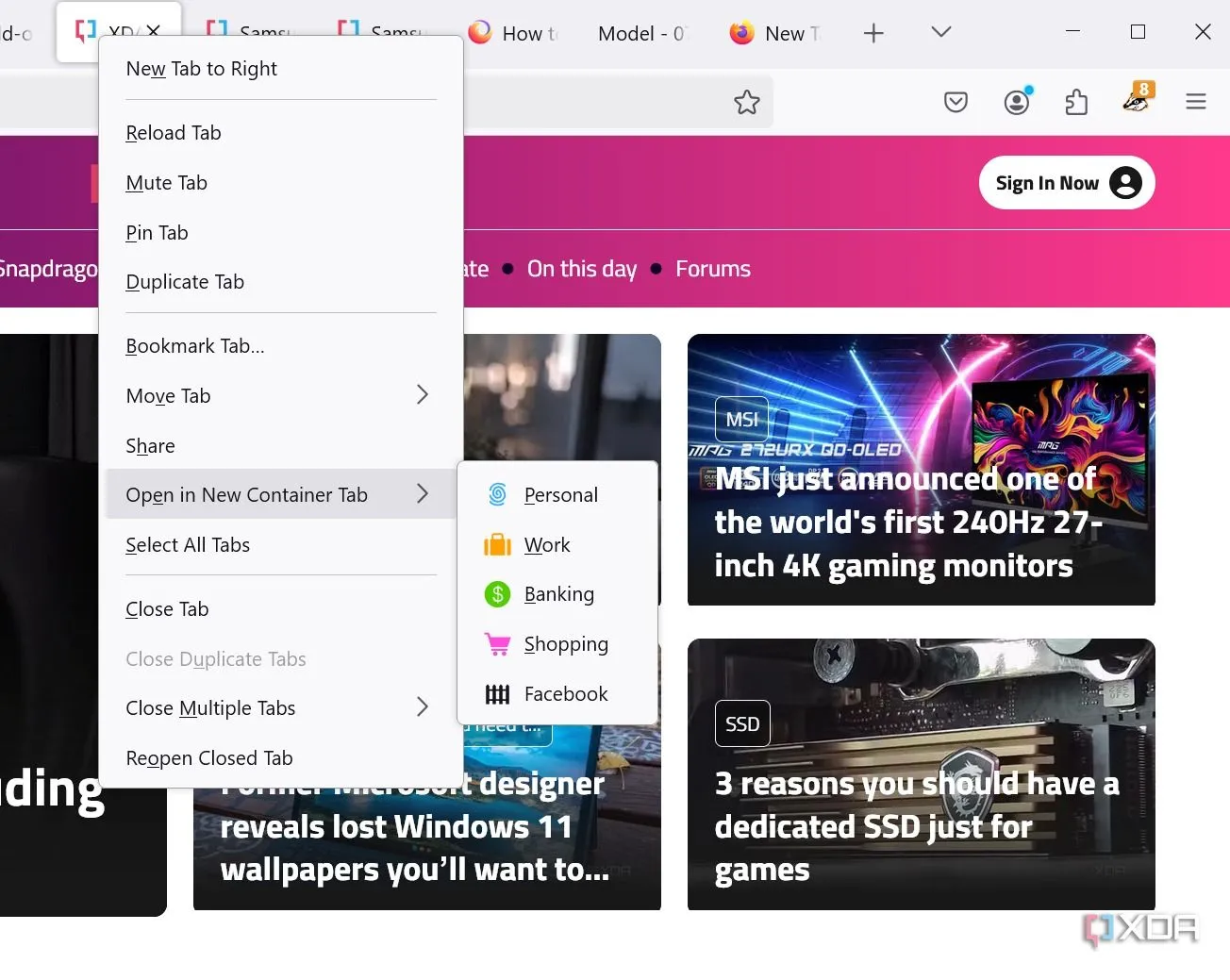 Cài đặt các Container (hộp chứa riêng biệt) trong trình duyệt Firefox