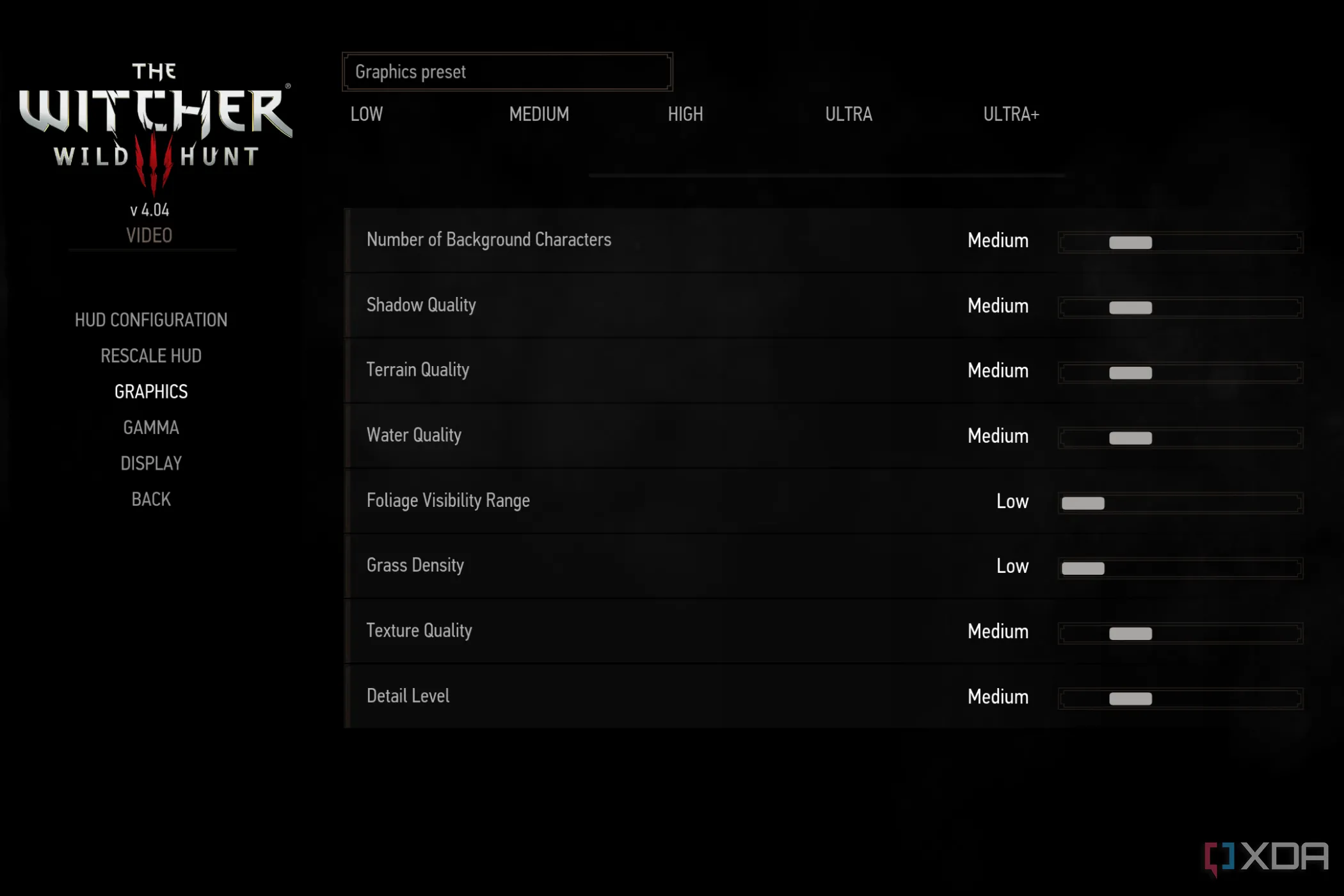Cài đặt đồ họa của game Witcher 3