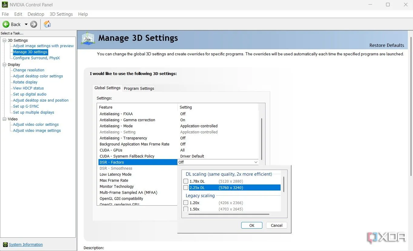 Cài đặt DSR của Nvidia trong Nvidia Control Panel