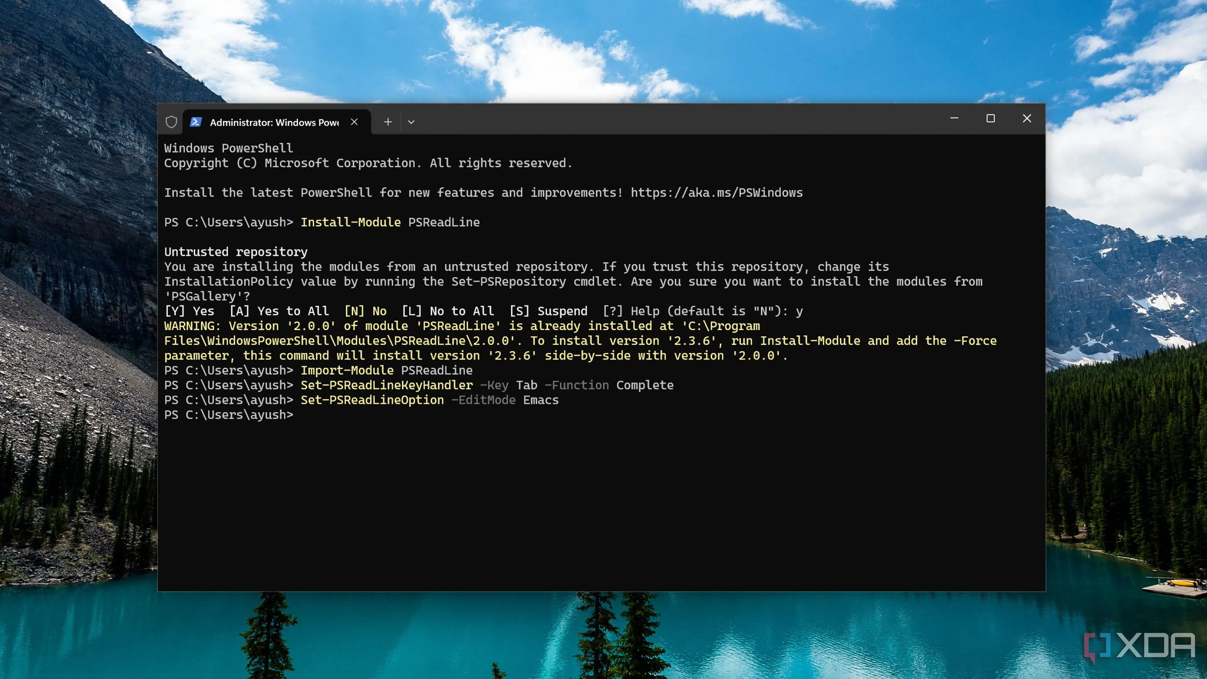 Cài đặt module PSReadLine trong giao diện PowerShell