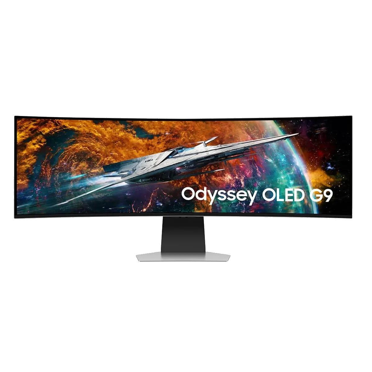 Cận cảnh màn hình chơi game Samsung Odyssey OLED G9 G95SC hiển thị màu sắc rực rỡ