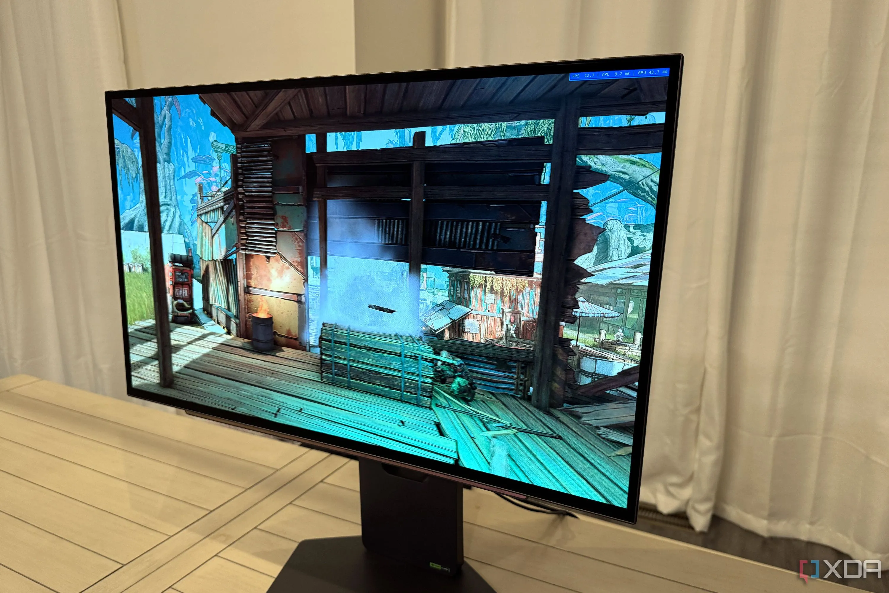 Cảnh cháy nổ đầy màu sắc trong Borderlands 3 trên màn hình gaming LG UltraGear 27GX790A-B