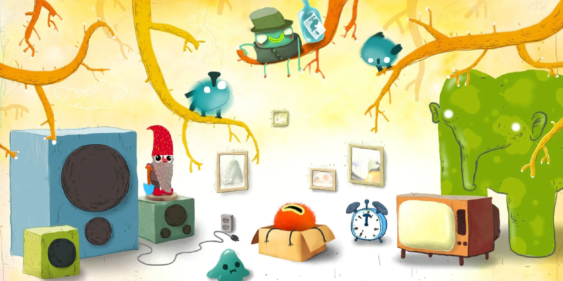Cảnh chơi game Chuchel với đồ họa vẽ tay độc đáo, nhân vật chính đang giải đố