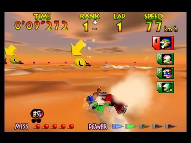Cảnh đua mô tô nước tốc độ cao trong Wave Race 64 của Nintendo