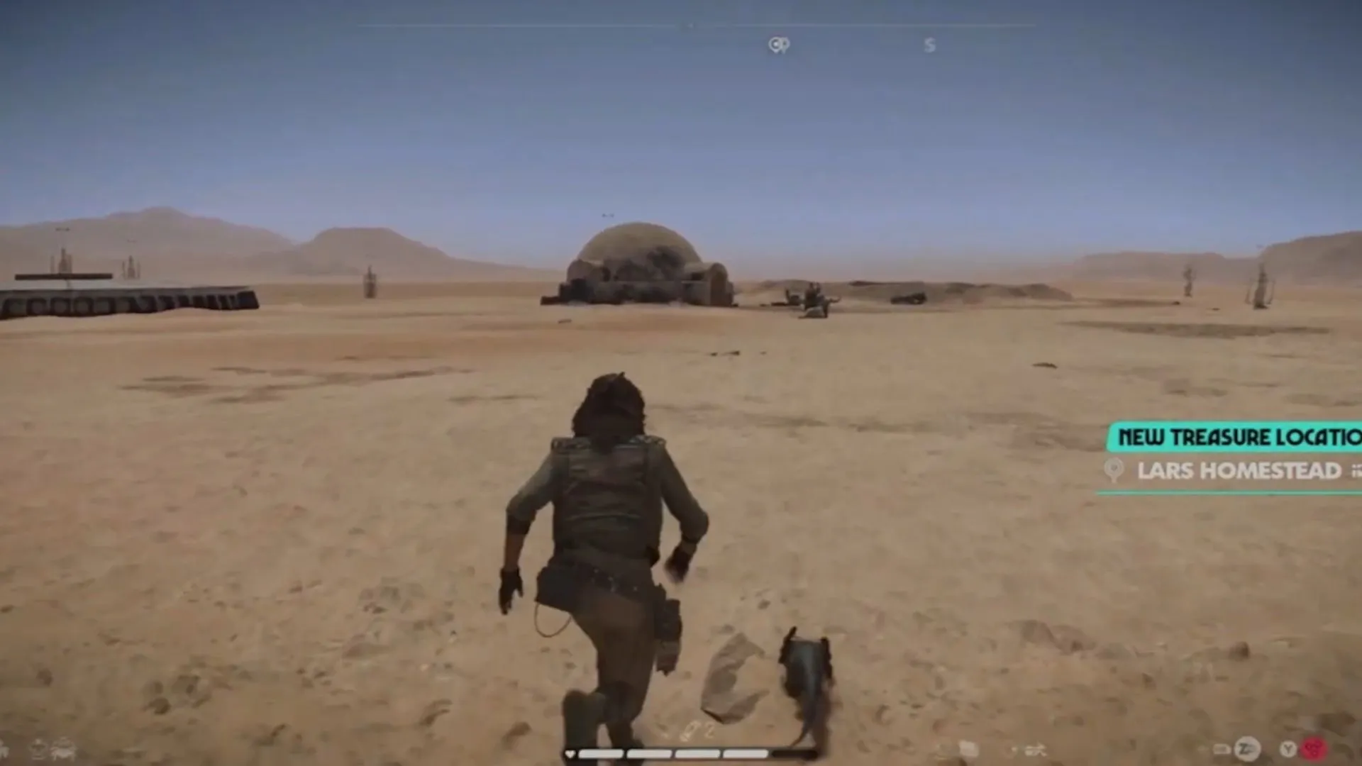 Cảnh người chơi tại Trang Trại Lars trên hành tinh Tatooine trong game Star Wars Outlaws