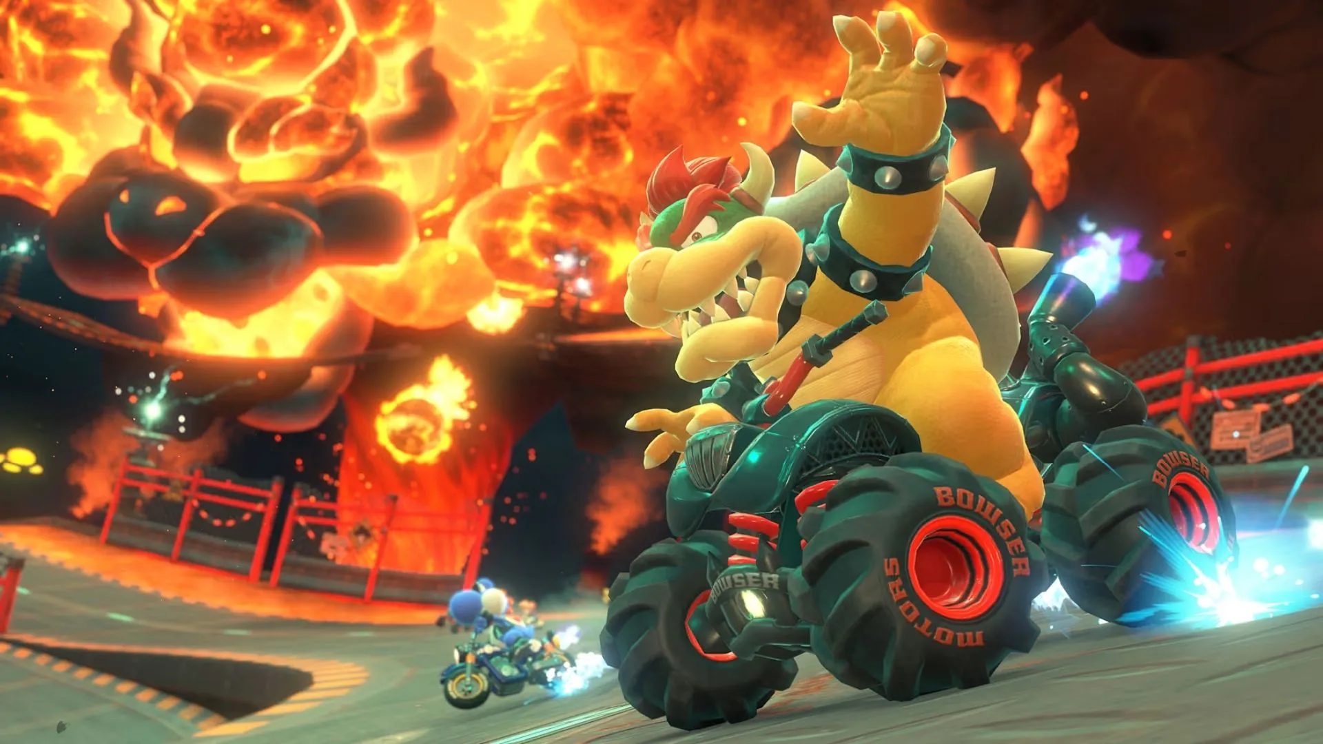 Cảnh nhân vật Mario sử dụng item trong game Mario Kart World.