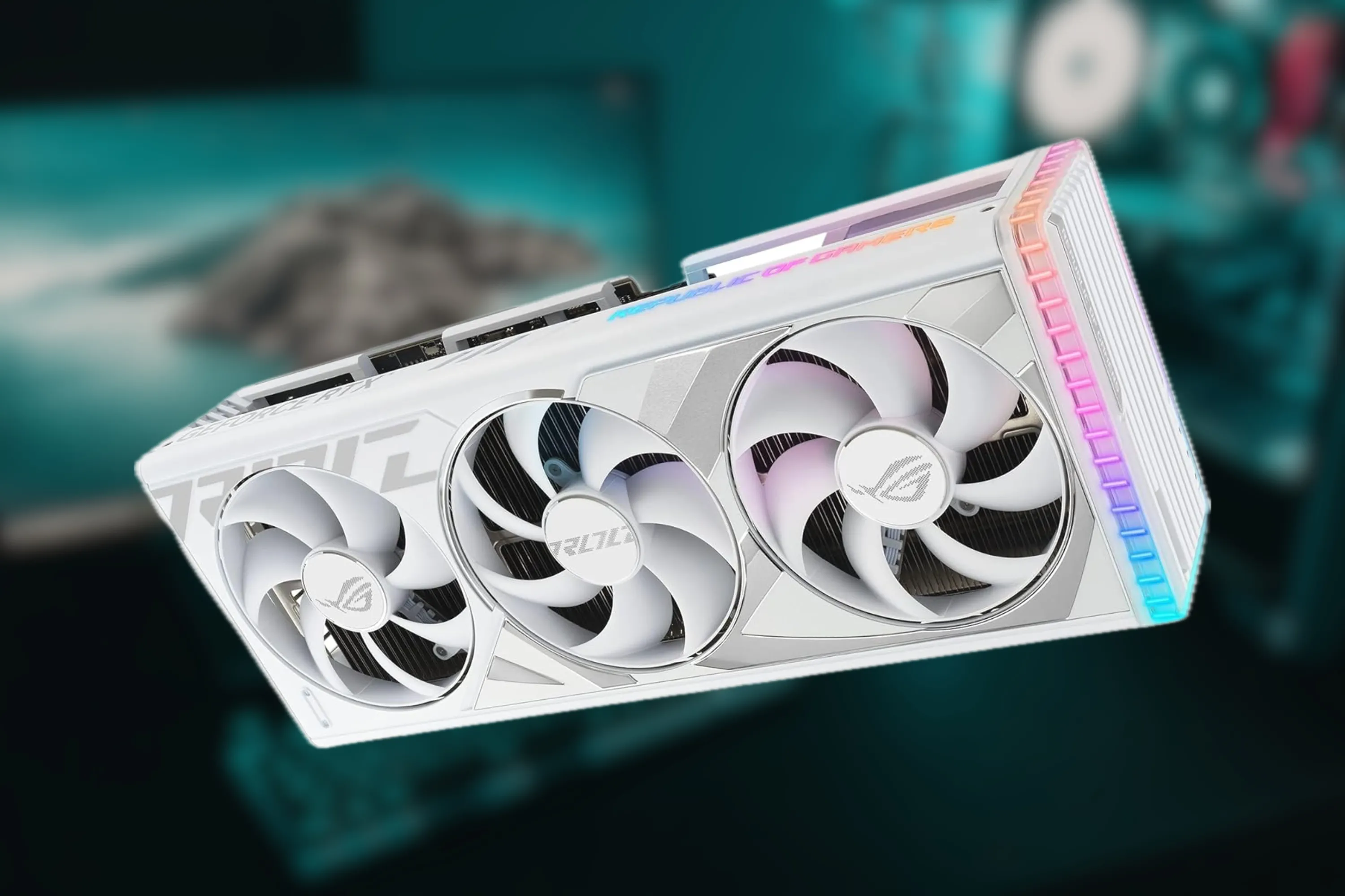 Card đồ họa ASUS ROG Strix GeForce RTX 4090 White OC Edition, thể hiện sức mạnh GPU cao cấp