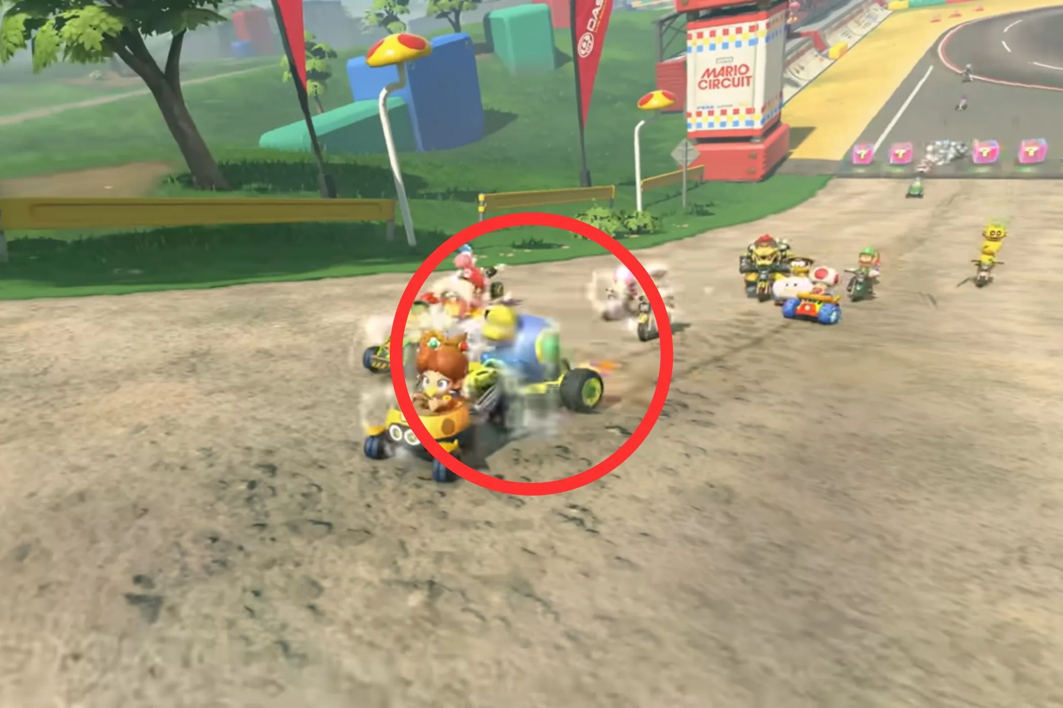 Cataquack điều khiển xe kart trên đường đua trong game Mario Kart World