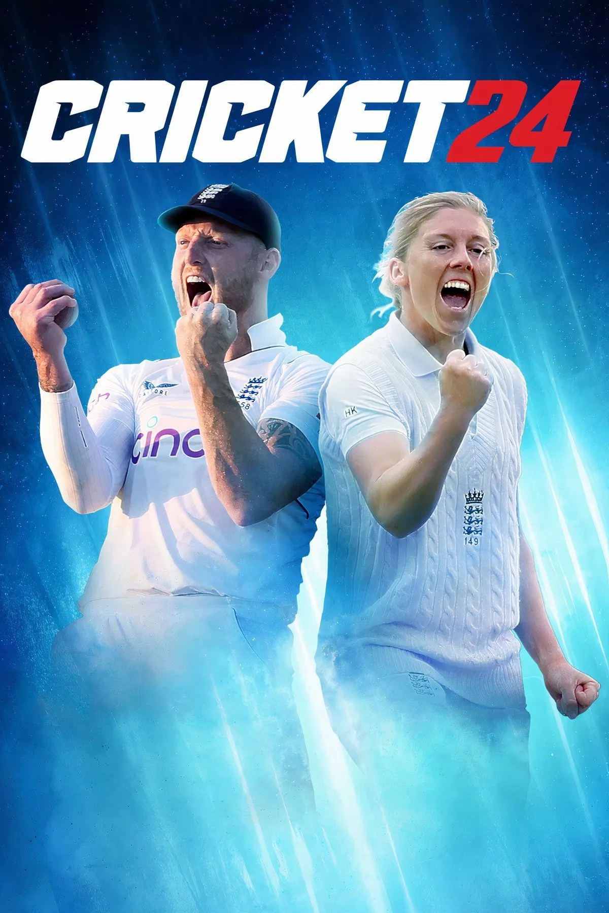 Cầu thủ cricket đang thực hiện pha đánh bóng trong game Cricket 24 với đồ họa chân thực