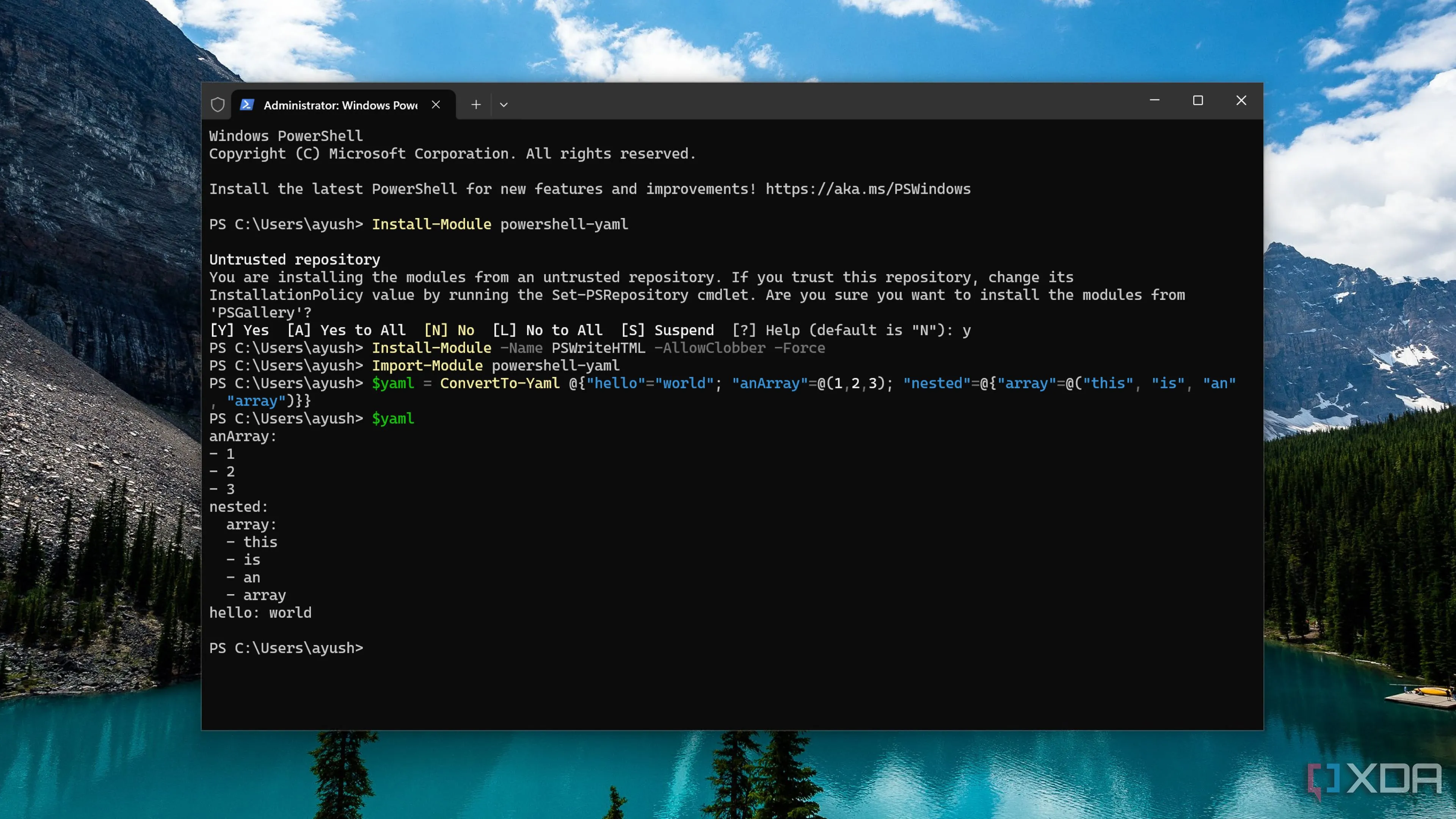 Chạy module ImportExcel trong giao diện PowerShell