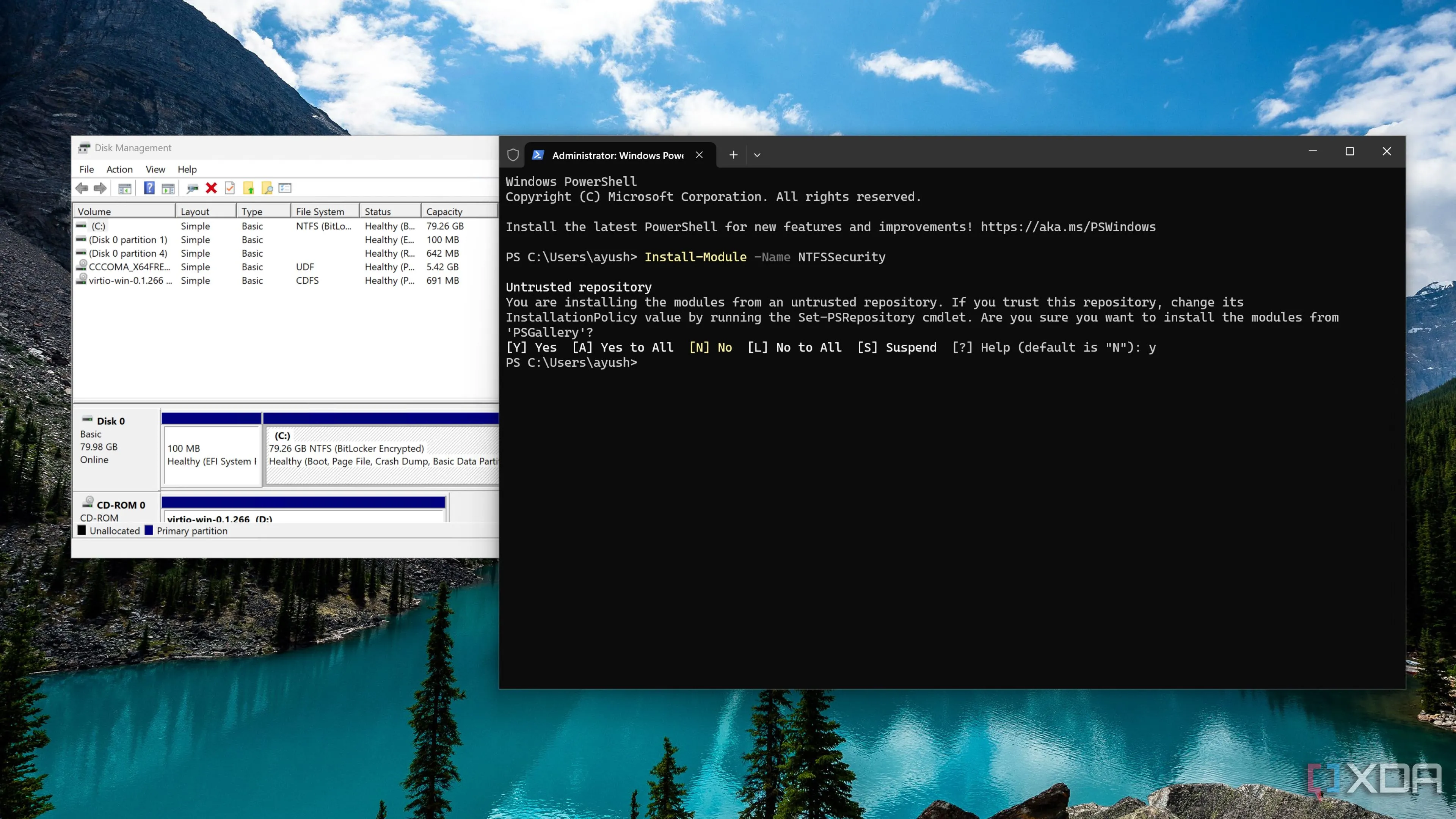Chạy module NTFSSecurity trong giao diện PowerShell