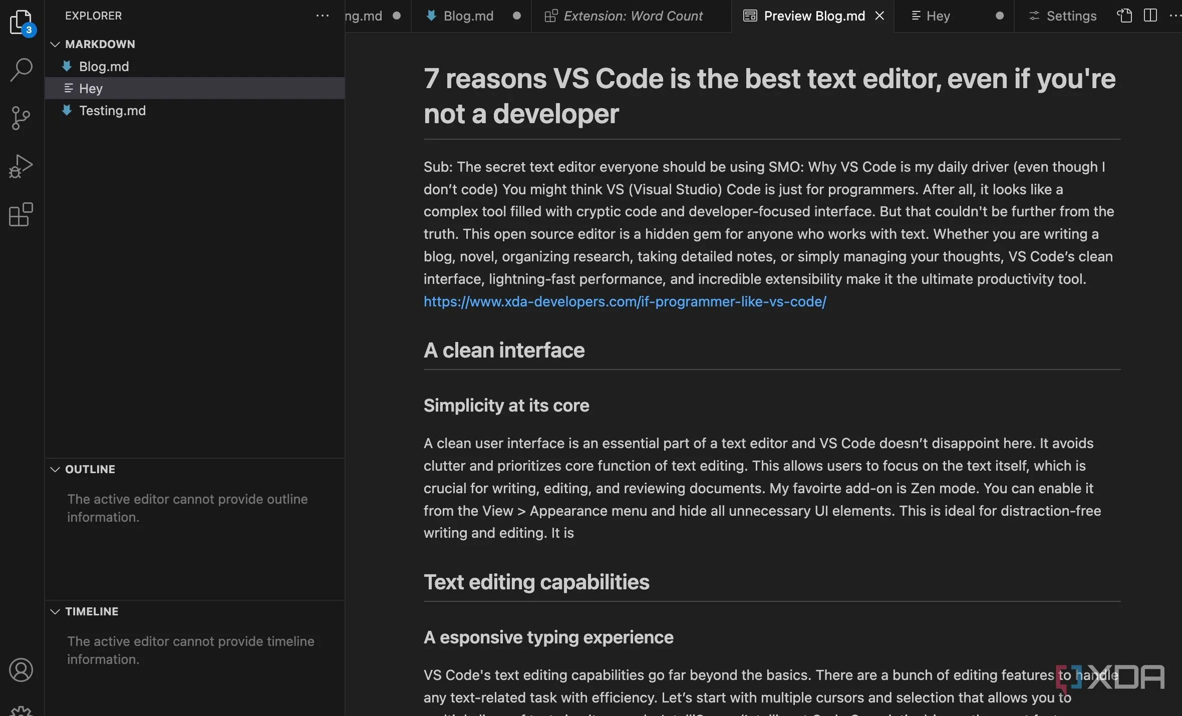 Chế độ xem trước Markdown và tô sáng cú pháp trong Visual Studio Code