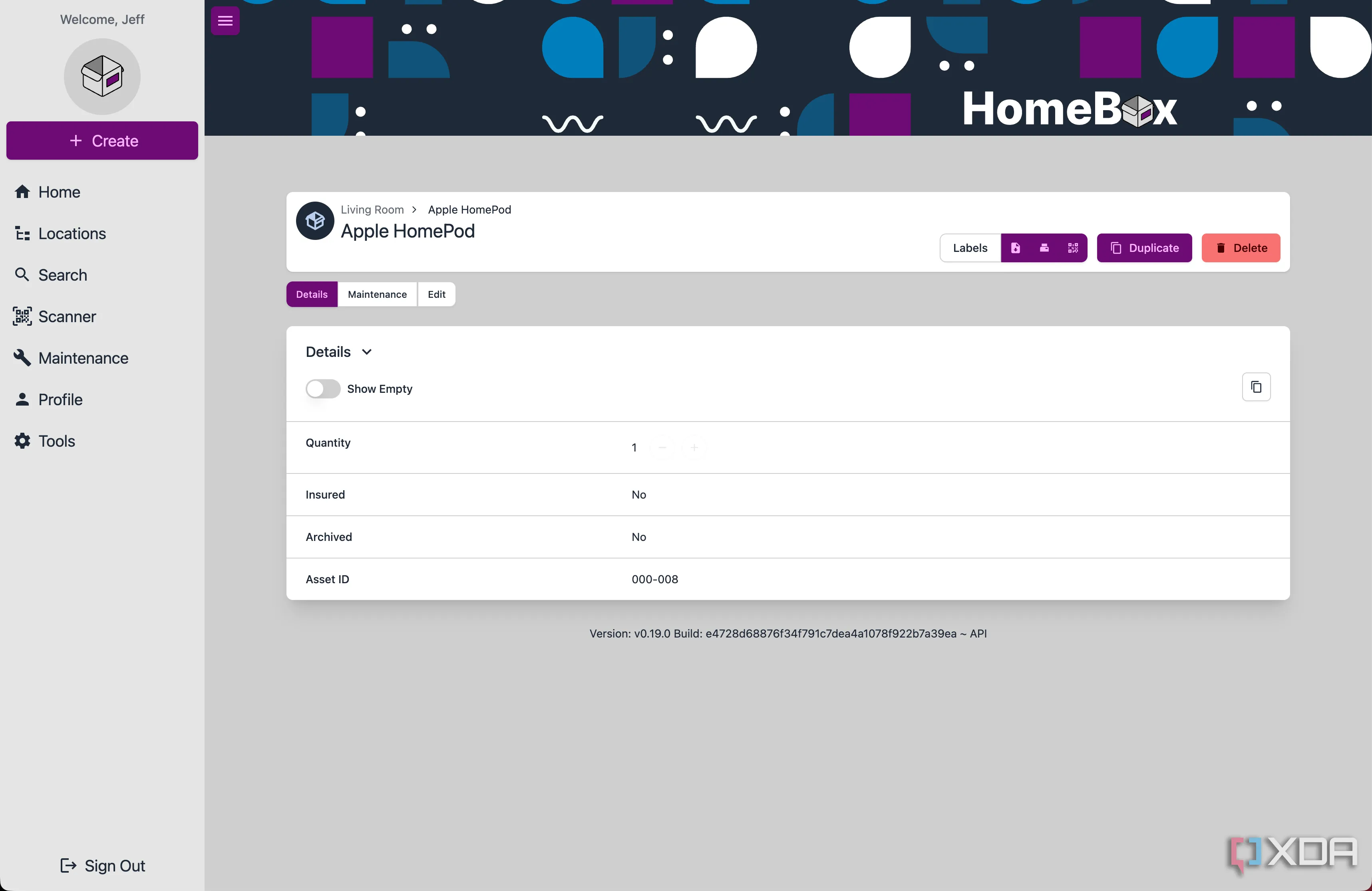 Chi tiết các hạng mục quản lý trong Homebox