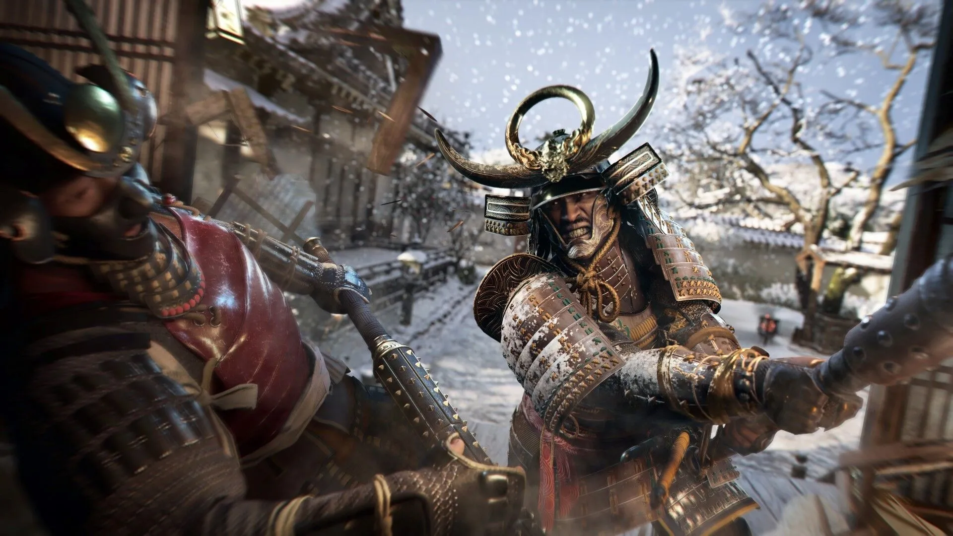 Chiến binh Yasuke trong trang phục samurai chiến đấu với kẻ thù, minh họa hệ thống combat cải tiến của Assassin's Creed Shadows.