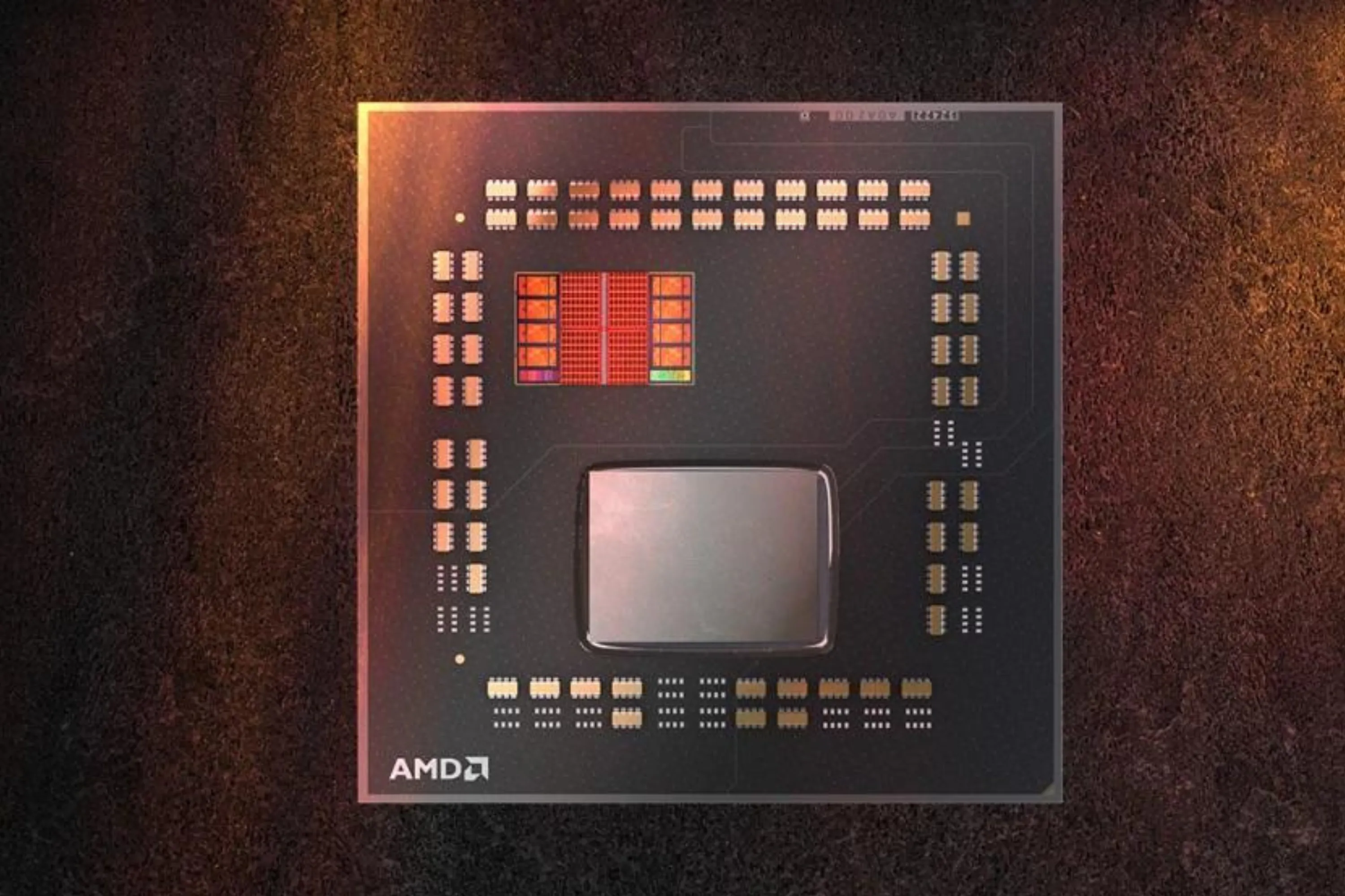 Chip xử lý AMD Ryzen 7 5800X3D với các chi tiết được hiển thị rõ nét