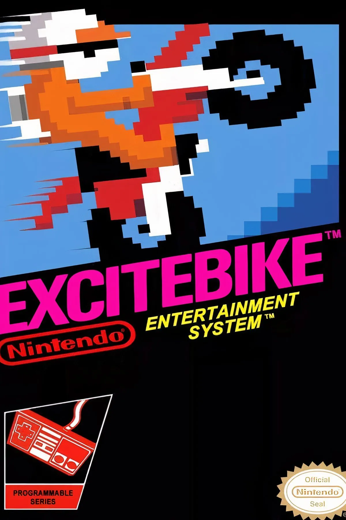 Collage các cảnh đua trong game Excitebike, thể hiện đồ họa pixel và đường đua đầy thử thách.