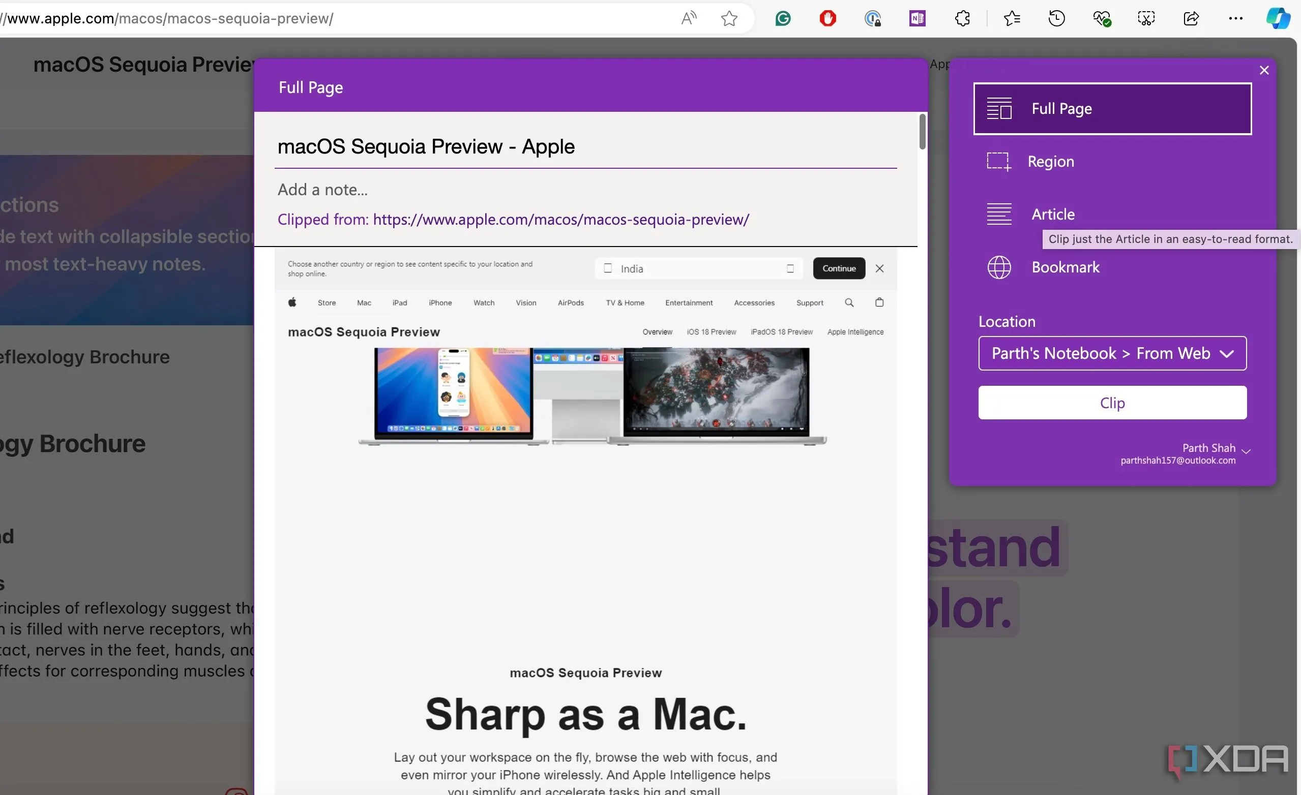 Công cụ Web Clipper của OneNote giúp lưu trữ nội dung web