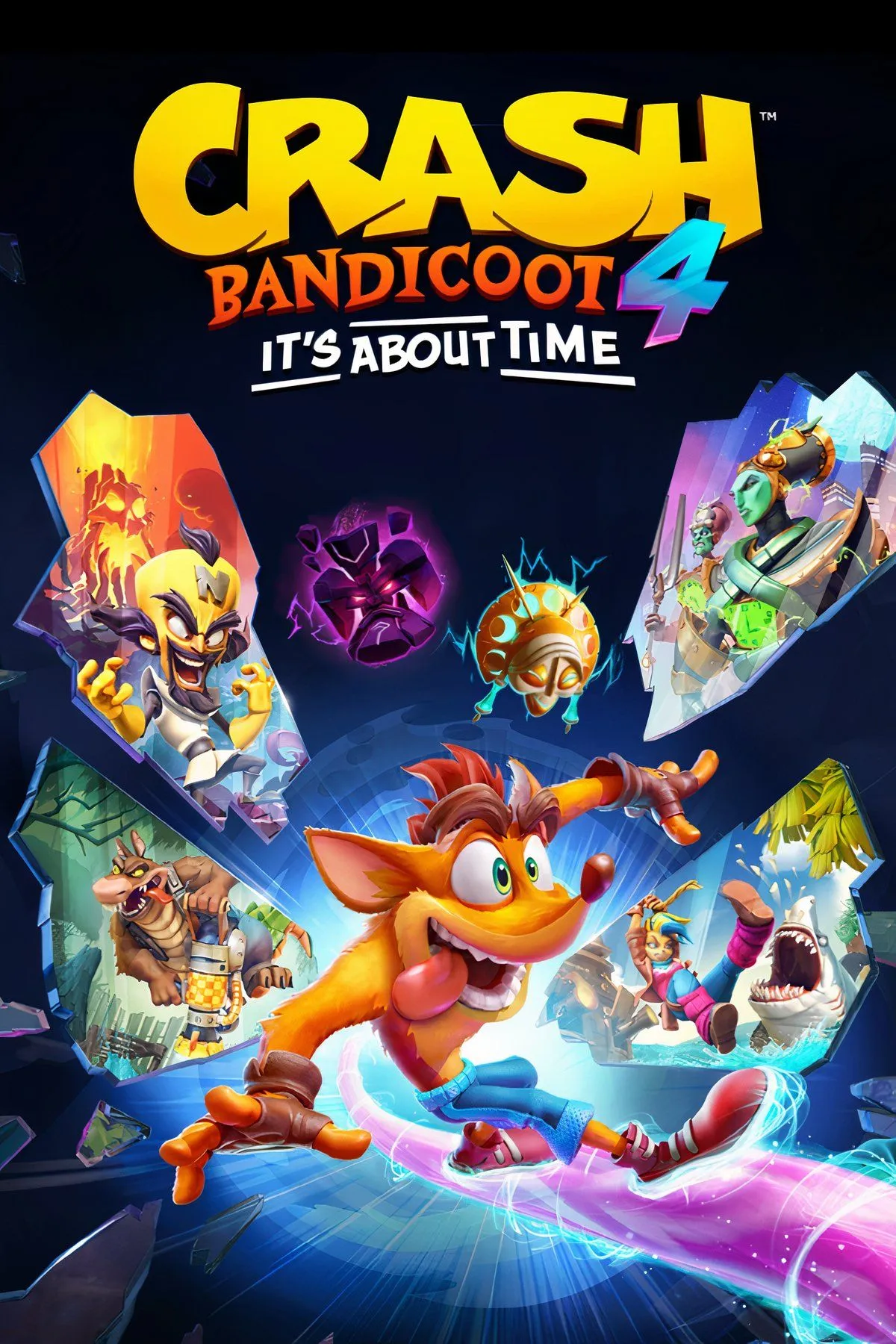 Crash Bandicoot đang thực hiện một cú nhảy chính xác trong môi trường 3D đầy thử thách của Crash Bandicoot 4: It’s About Time