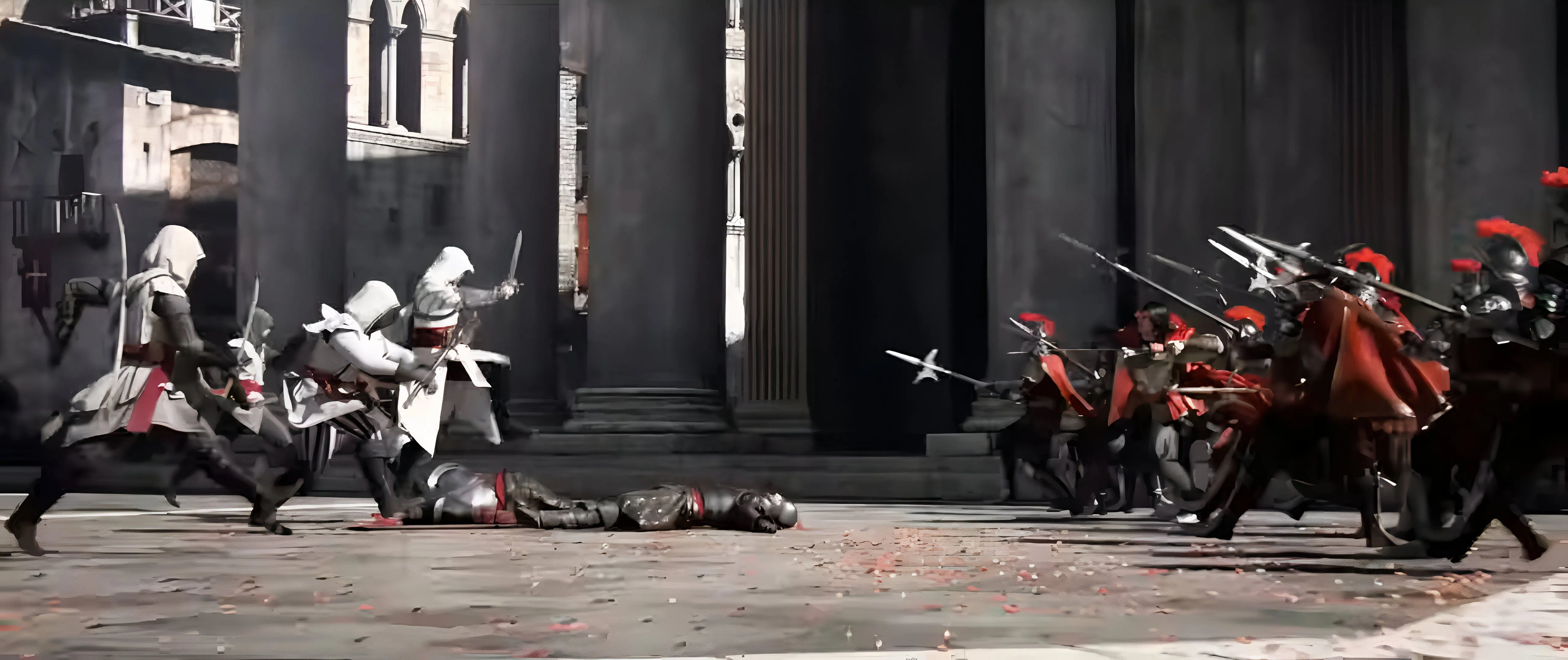 Cuộc chiến kinh điển giữa Assassins và Templars tại Rome, biểu tượng của series game