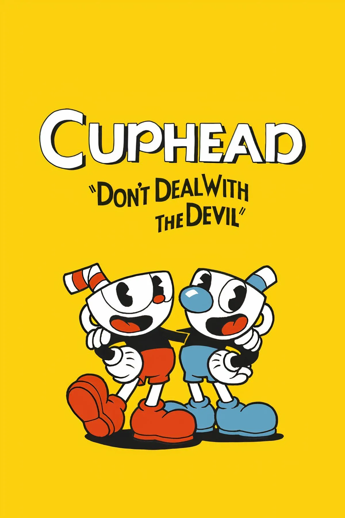 Cuphead, một nhân vật có đầu cốc, đang chiến đấu với một con boss trong thế giới hoạt hình