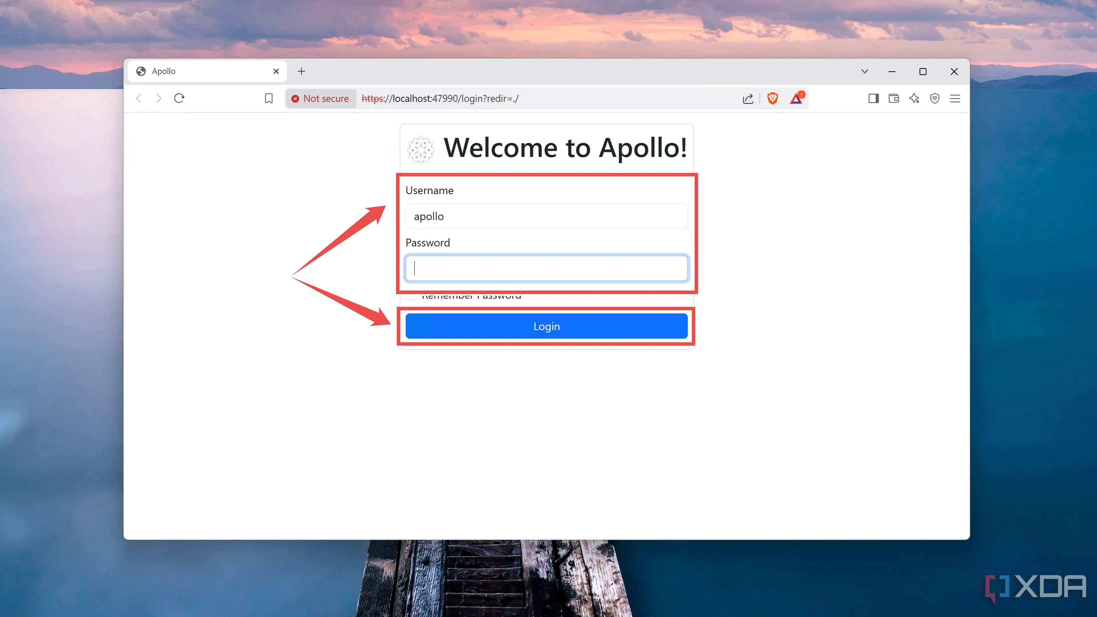 Đăng nhập vào Apollo server sau khi cài đặt và đặt mật khẩu