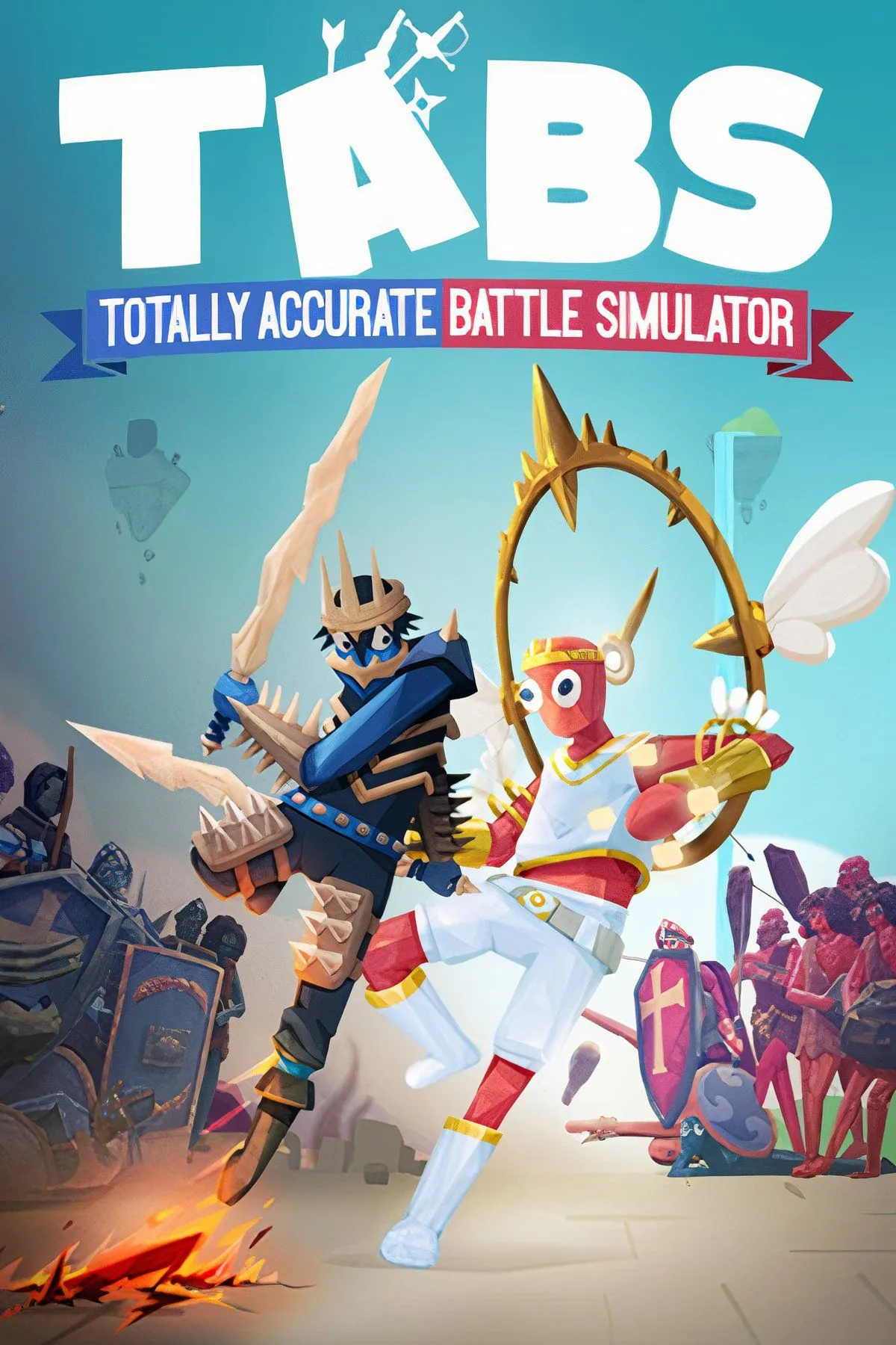 Đội quân chiến đấu màu đỏ và xanh trong Totally Accurate Battle Simulator với vật lý wobbler