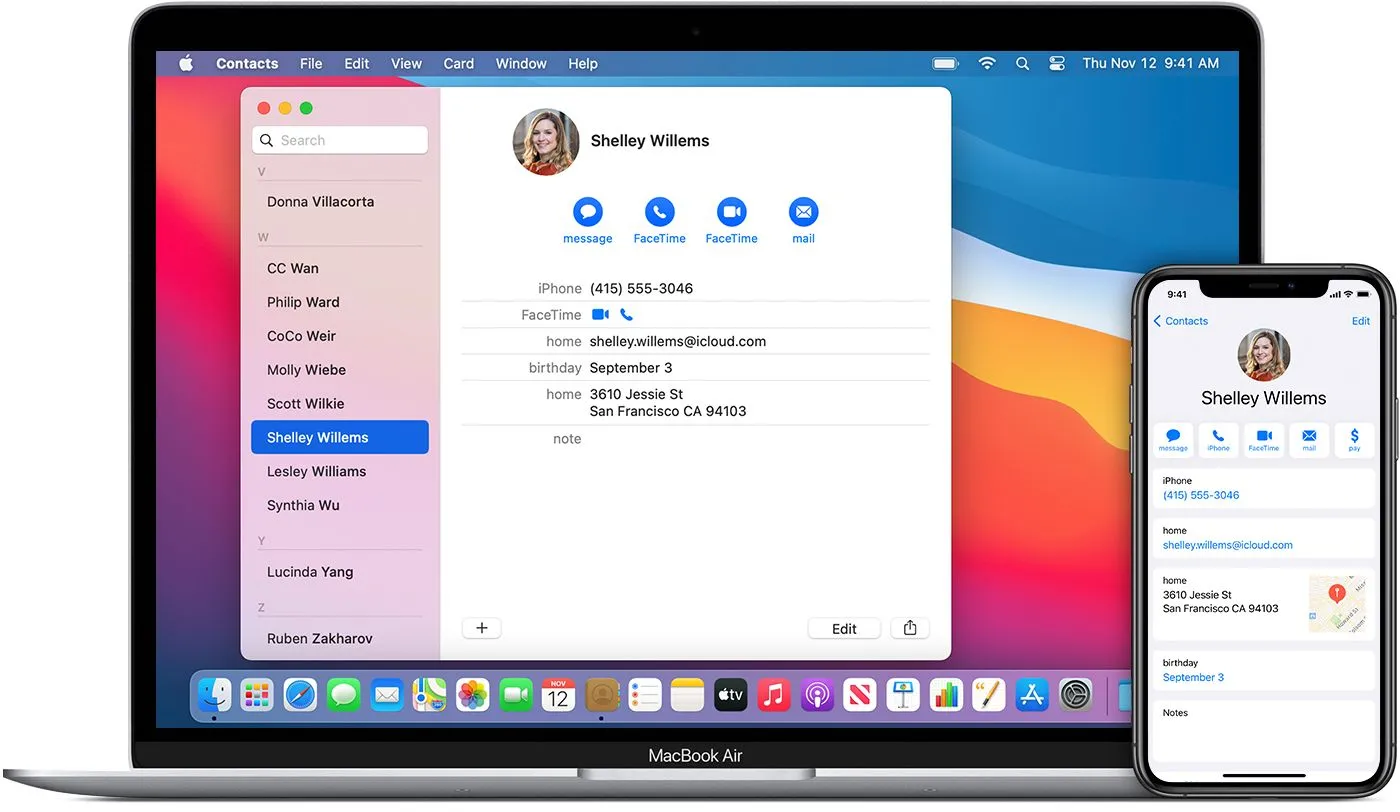 Đồng bộ hóa danh bạ và dữ liệu liền mạch giữa MacBook Air và iPhone qua iCloud