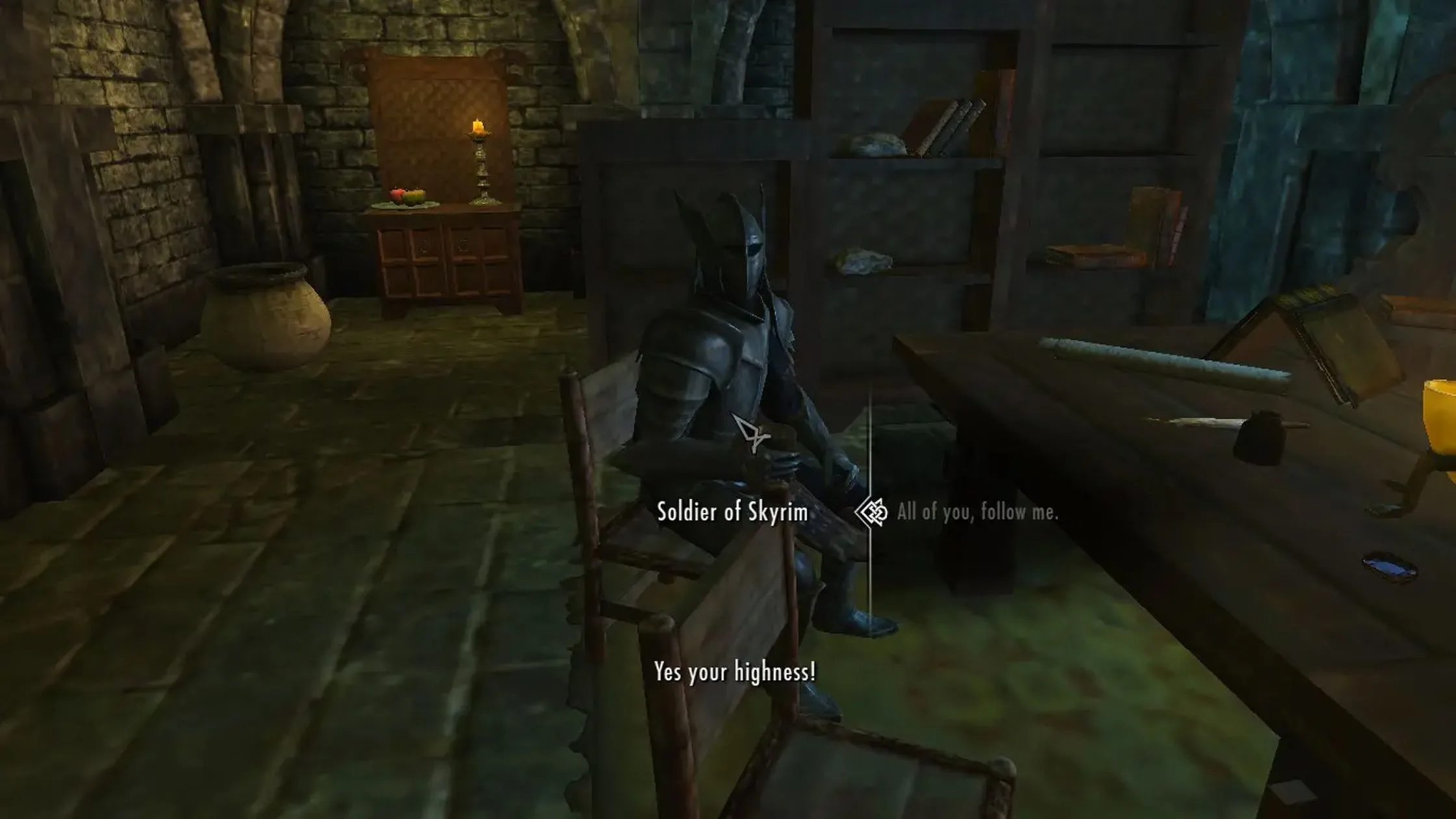 Dragonborn ngồi trên ngai vàng, biểu tượng quyền lực khi trở thành Vua Tối cao Skyrim với mod Become High King of Skyrim
