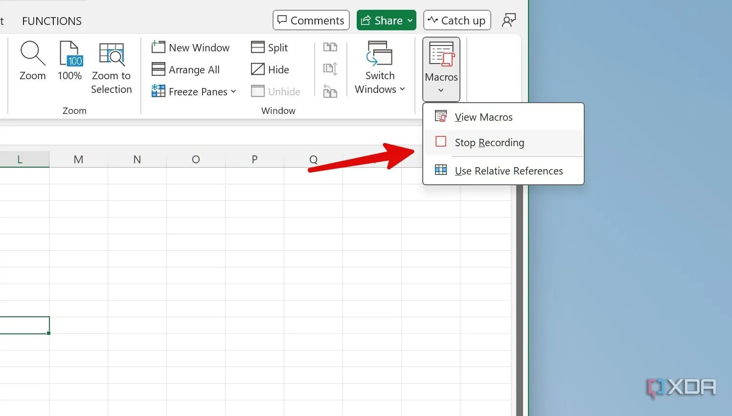 Dừng ghi macro sau khi tạo thông điệp bí mật trong Excel