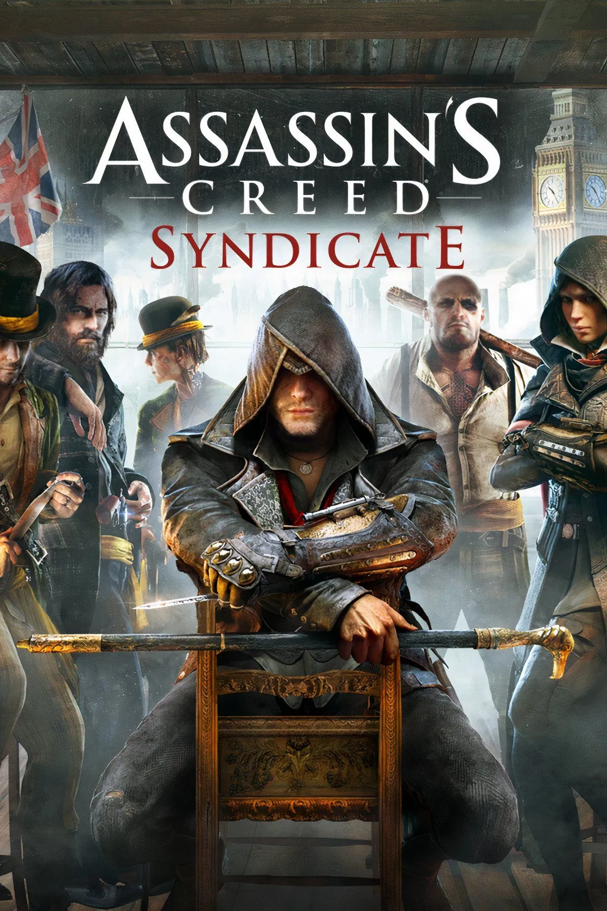 Evie Frye, nhân vật chính của Assassin's Creed Syndicate, thực hiện động tác parkour trên mái nhà London thế kỷ 19, minh họa hệ thống di chuyển được cải thiện.