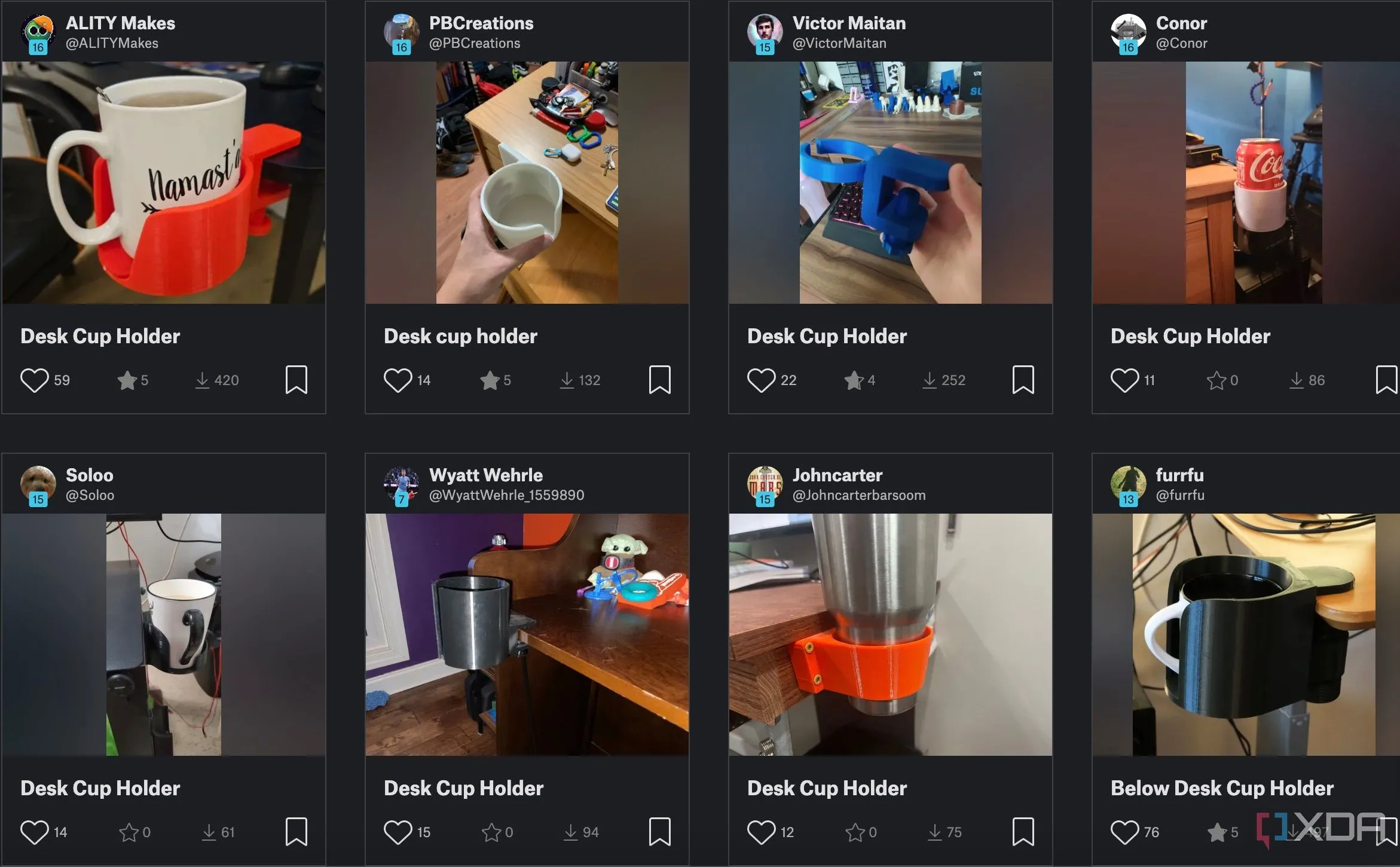 Giá đỡ cốc in 3D gắn cạnh bàn làm việc