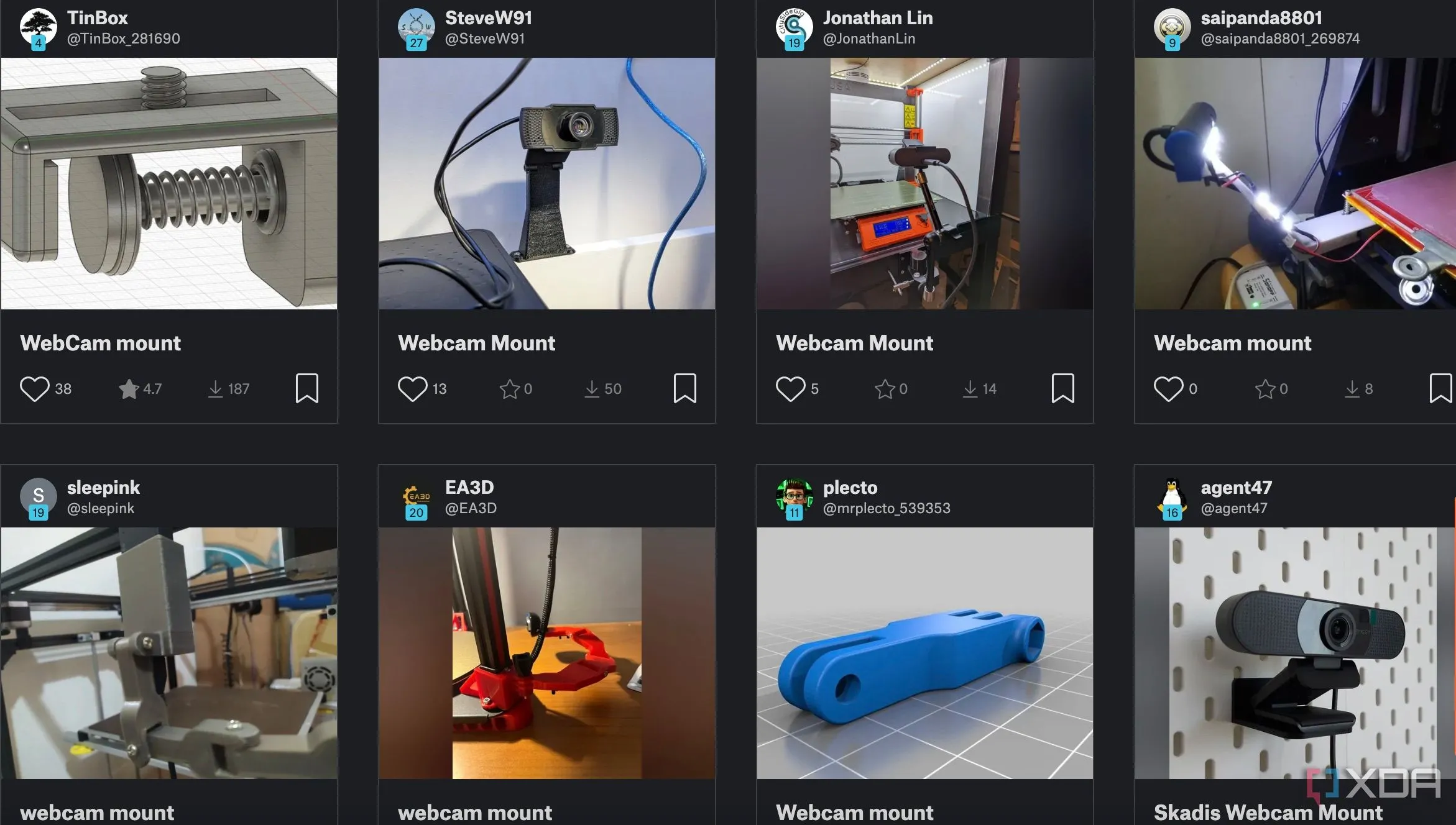Giá đỡ webcam cho máy in 3D để quay timelapse