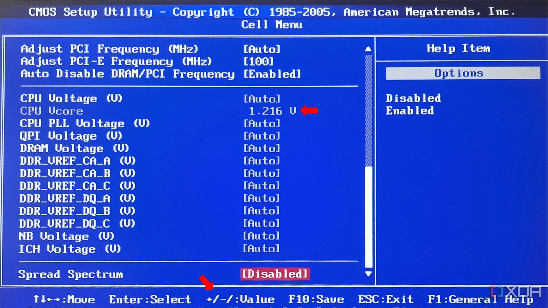 Giao diện BIOS hoặc phần mềm điều chỉnh điện áp CPU, minh họa việc thiết lập giảm điện áp cho bộ vi xử lý