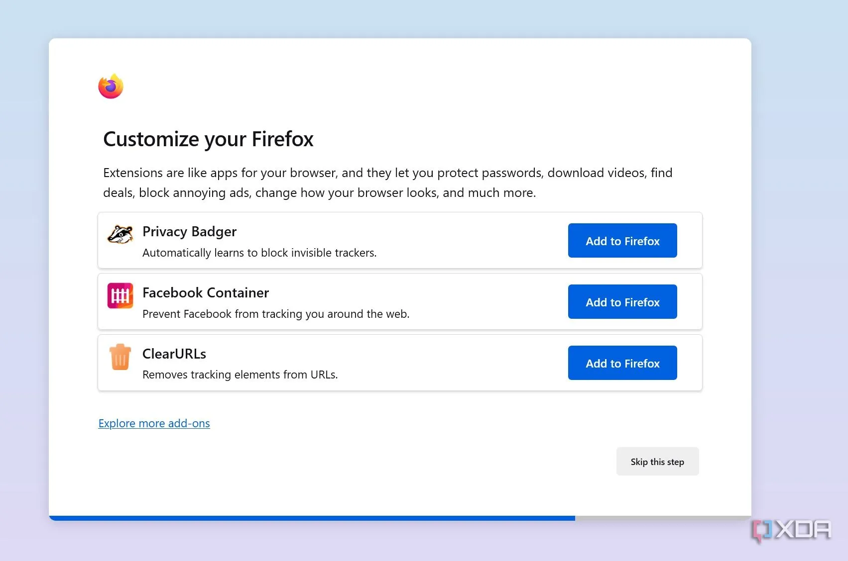 Giao diện cài đặt quyền riêng tư và bảo mật của trình duyệt Firefox
