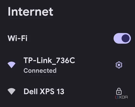 Giao diện cài đặt Wi-Fi trên Android để tìm và kết nối điểm phát sóng di động