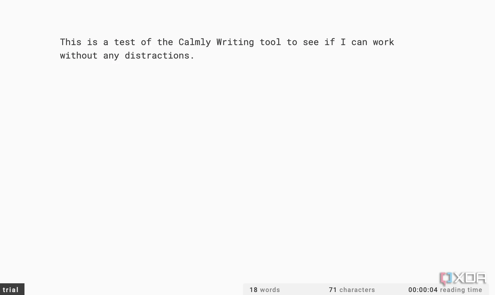 Giao diện Calmly Writer với chế độ Focus Mode giúp tập trung viết