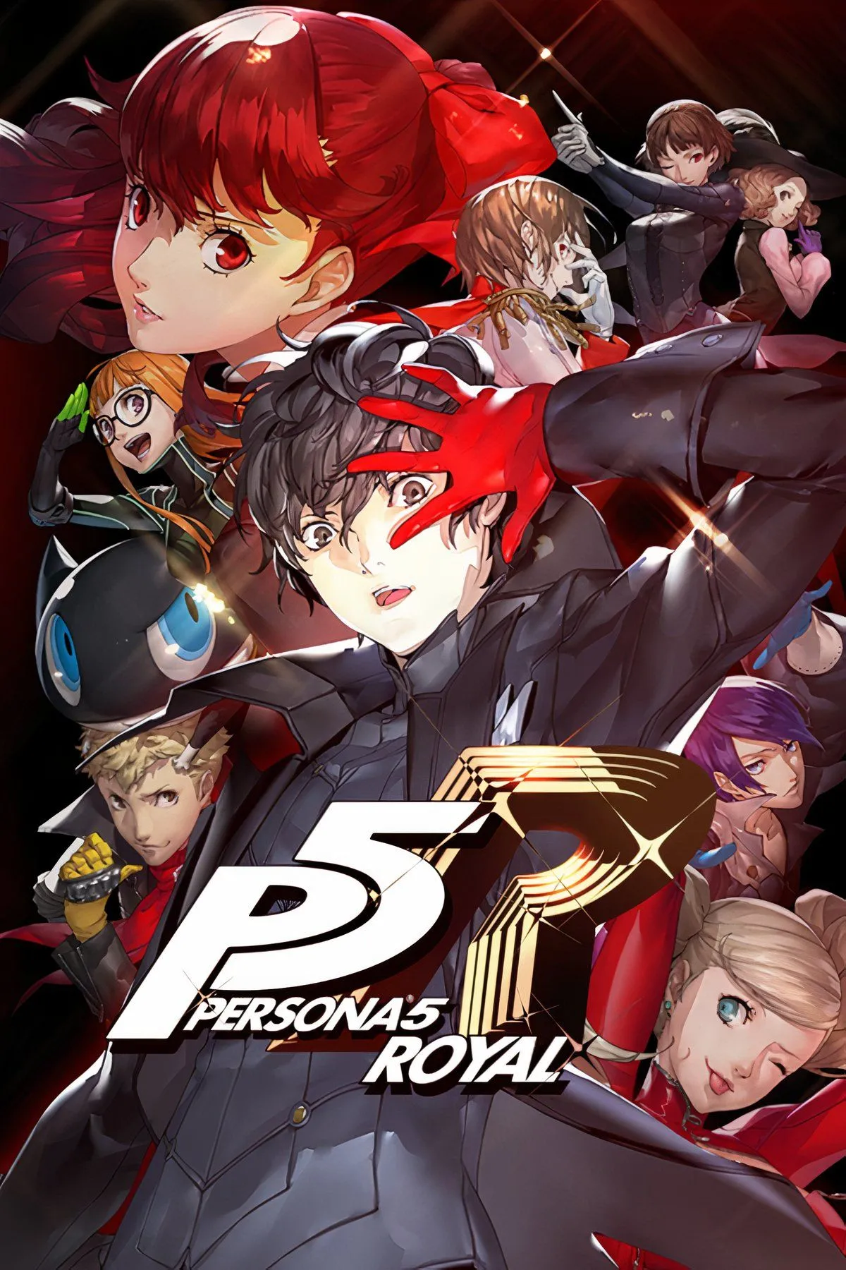 Giao diện chiến đấu đầy màu sắc của Persona 5 Royal, hiển thị các nhân vật với phong cách đồ họa anime độc đáo.