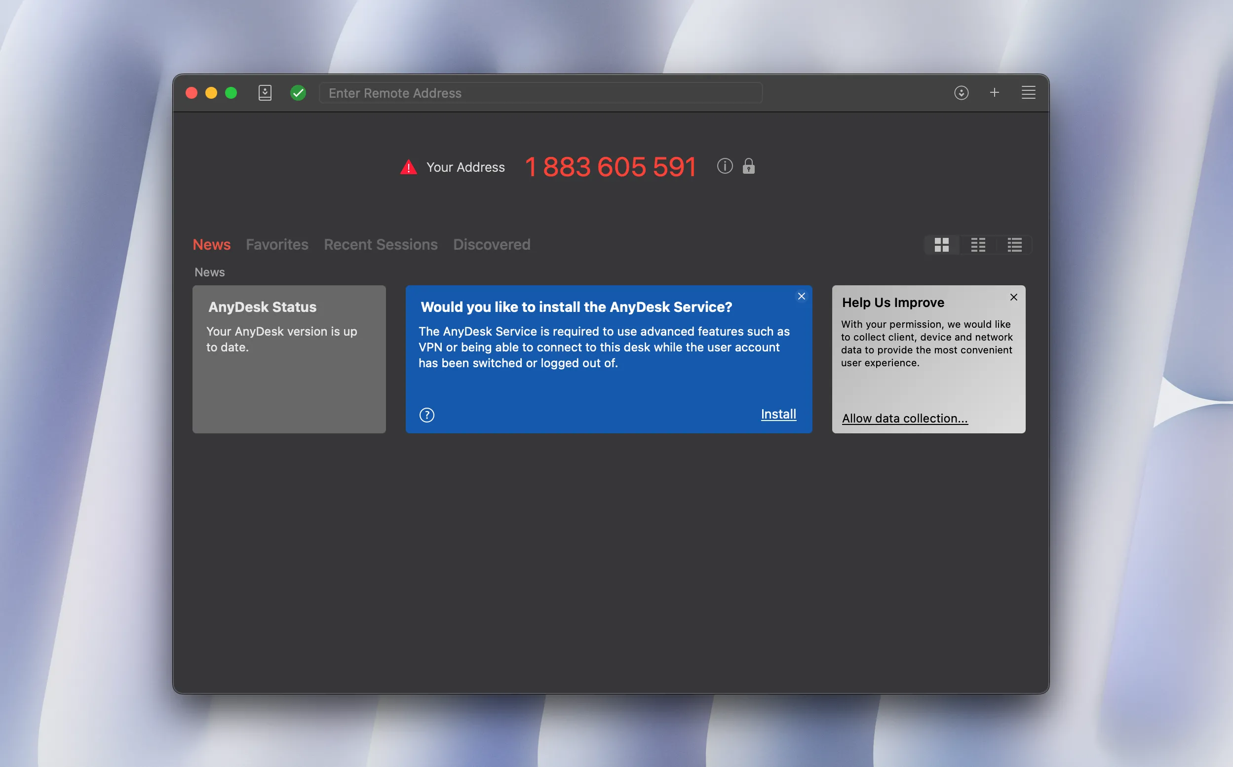 Giao diện chính AnyDesk