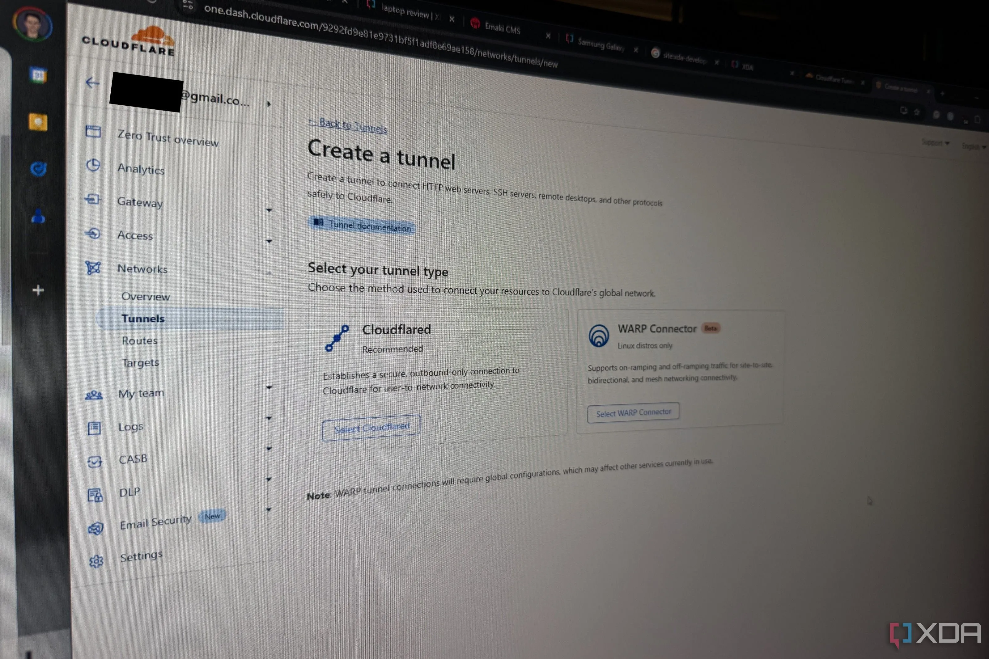 Giao diện Cloudflare Tunnels đang được cấu hình