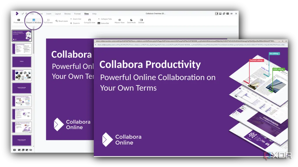 Giao diện Collabora Online với các tùy chọn bảo mật và quyền riêng tư được nhấn mạnh, minh họa khả năng kiểm soát dữ liệu của người dùng