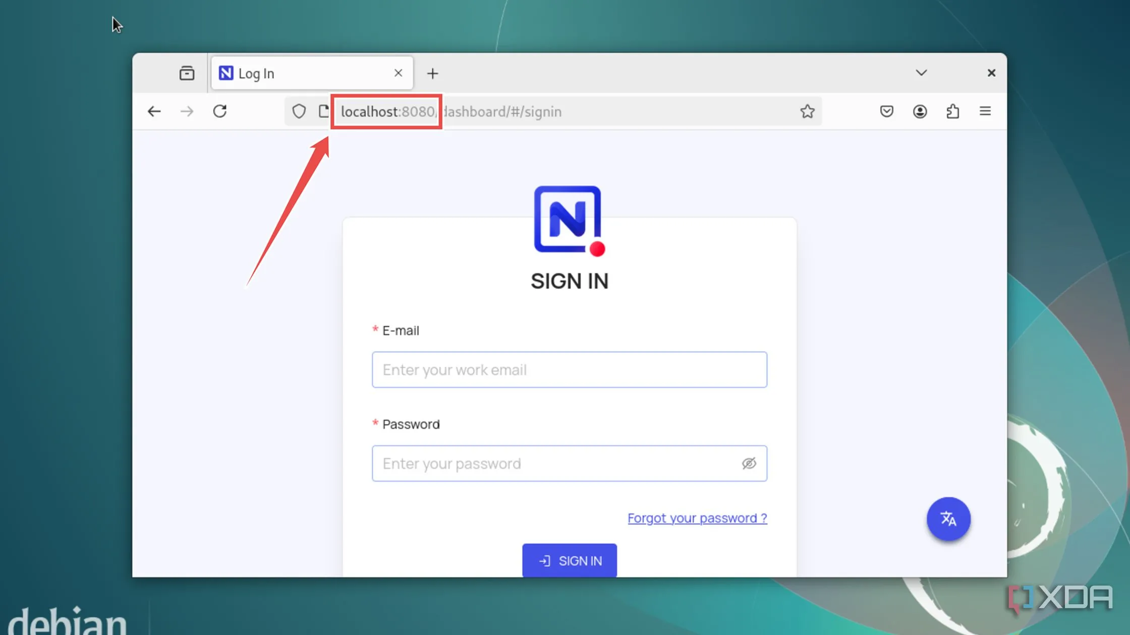 Giao diện đăng nhập web NocoDB sau khi cài đặt thành công với Docker