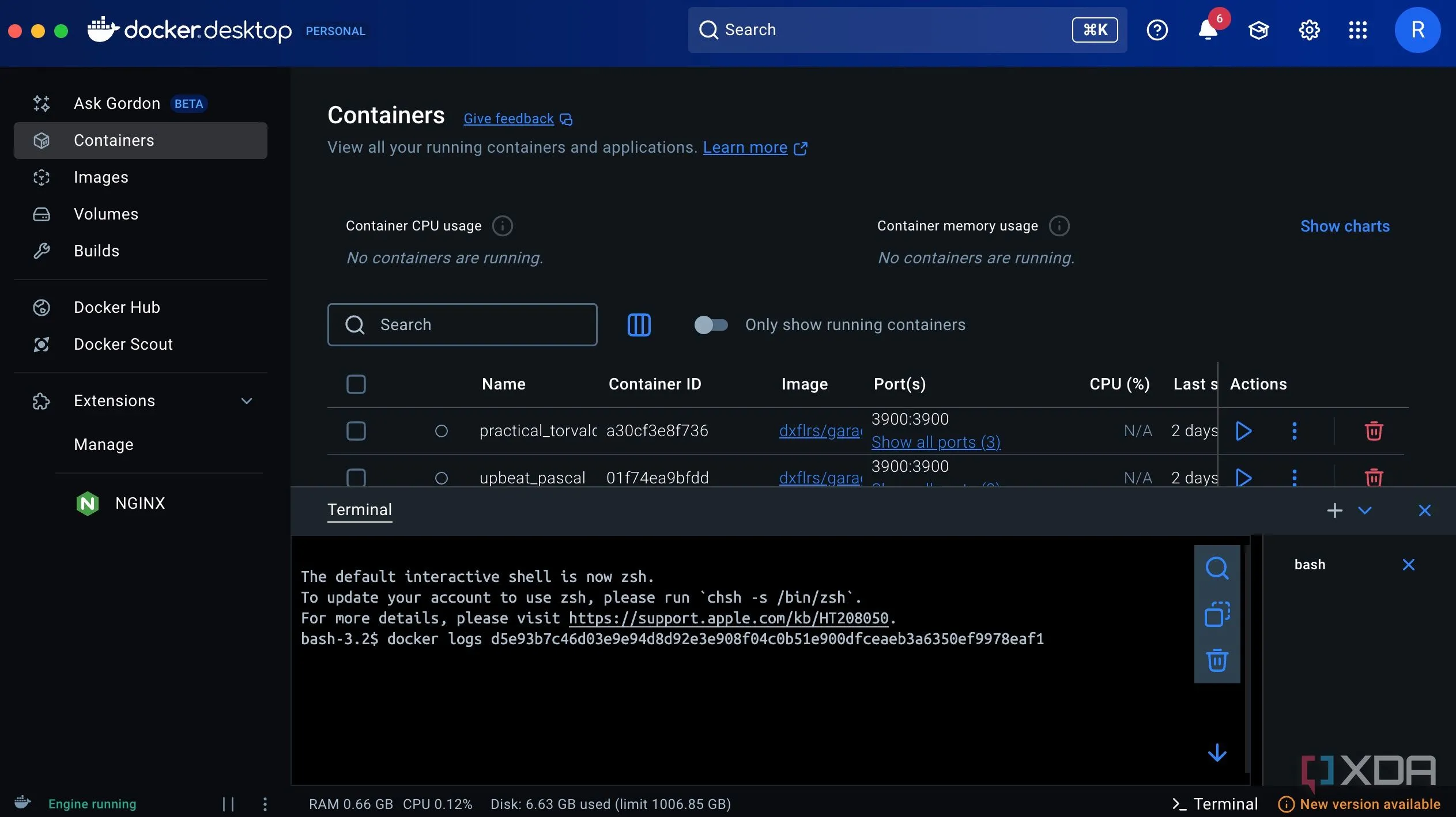 Giao diện dòng lệnh hiển thị output từ lệnh docker logs, cung cấp thông tin chi tiết để khắc phục sự cố container