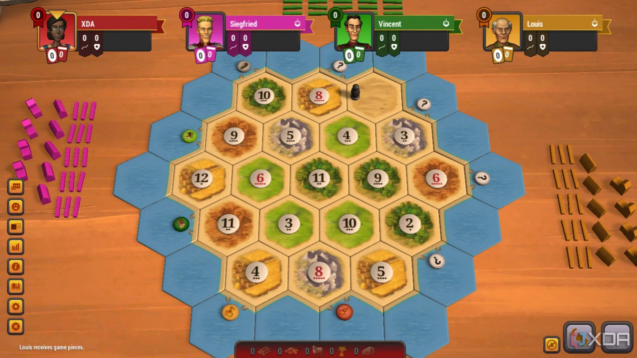 Giao diện game Catan Universe chuyển thể từ board game Settlers of Catan trên trình duyệt
