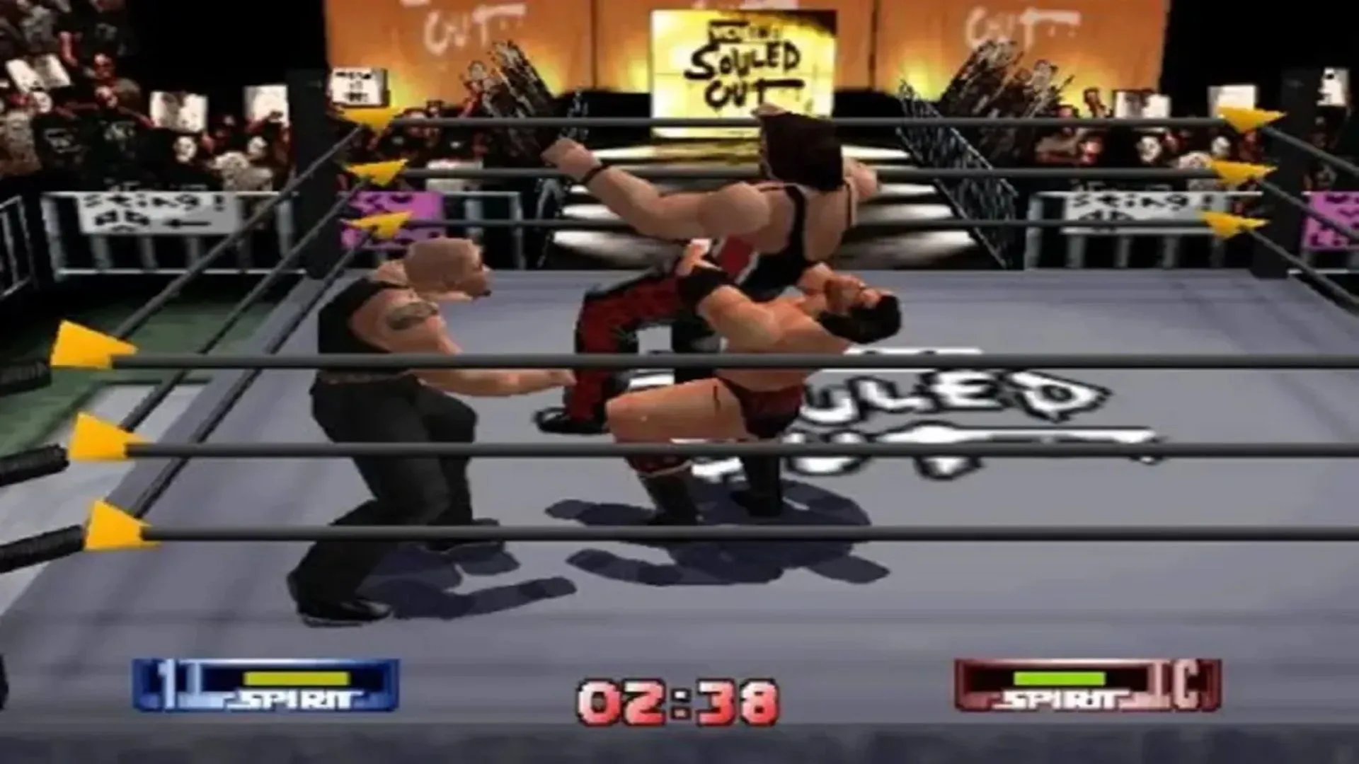 Giao diện gameplay của WCW/nWo Revenge trên Nintendo 64 với các đô vật WCW