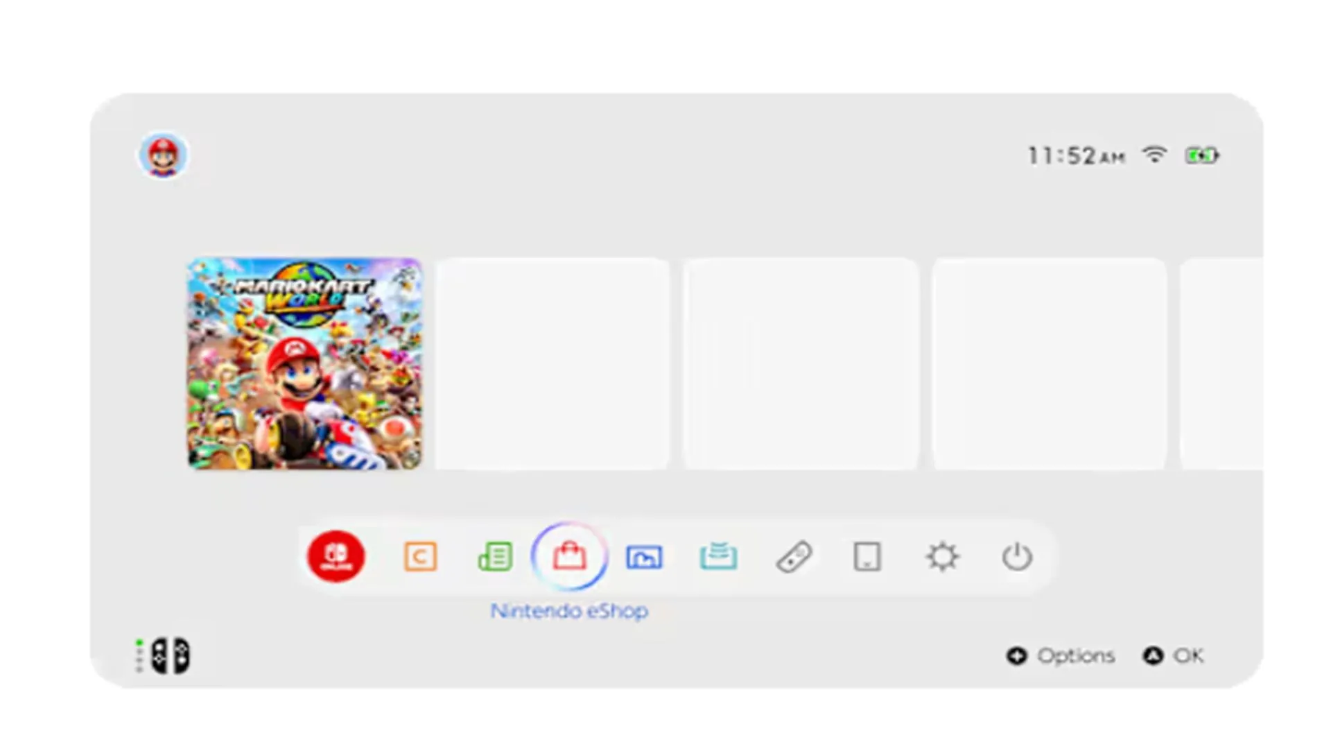 Giao diện màn hình chính của Nintendo Switch 2