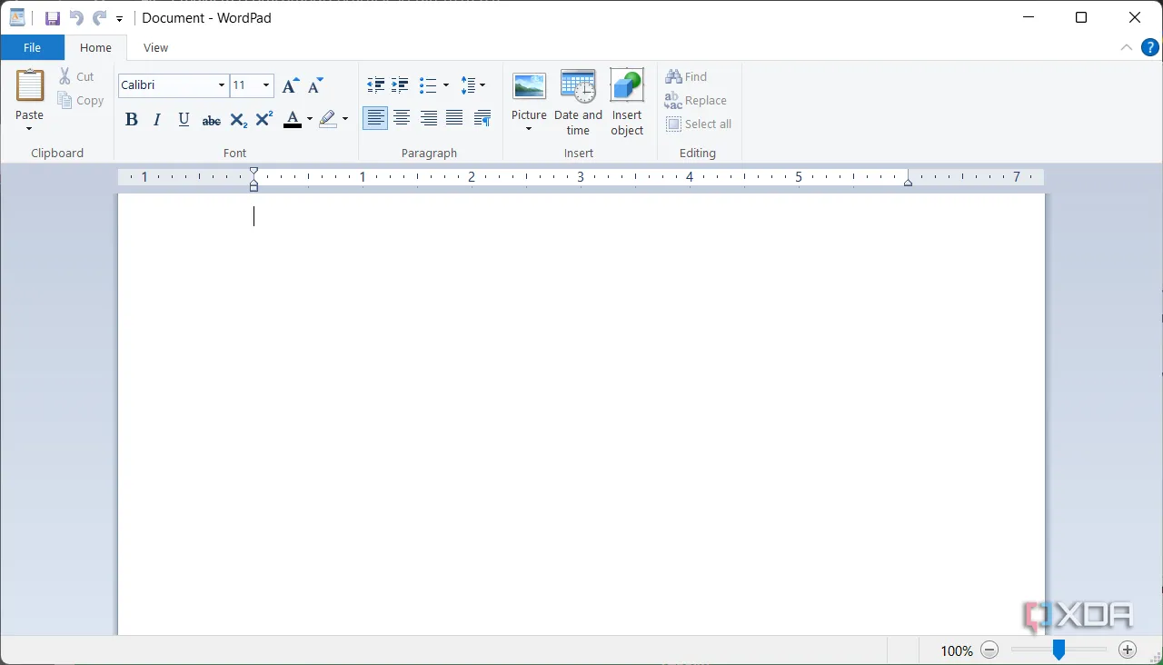 giao diện Microsoft WordPad