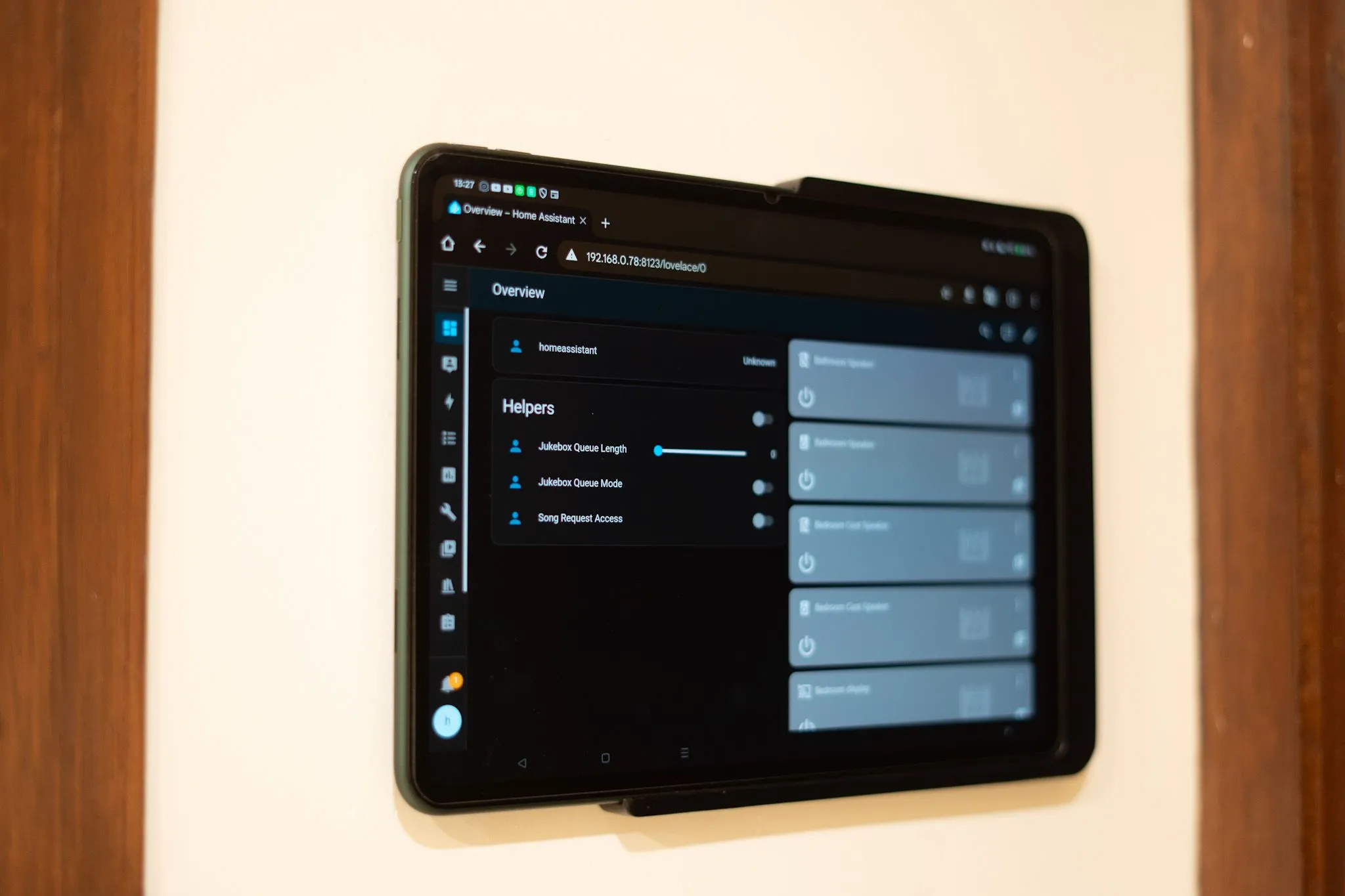Giao diện người dùng Home Assistant với chức năng hỗ trợ Jukebox