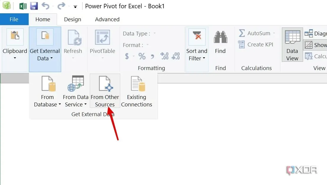 Giao diện nhập dữ liệu từ nhiều nguồn khác nhau vào Power Pivot trong Excel