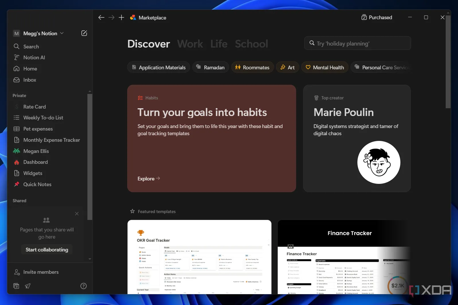Giao diện Notion Marketplace với kho template đa dạng và dễ sử dụng