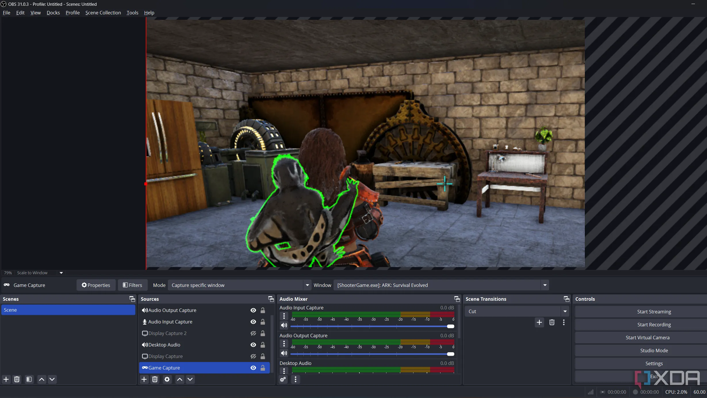 Giao diện OBS Studio đang ghi lại trò chơi trên máy tính, phục vụ livestream và ghi hình game